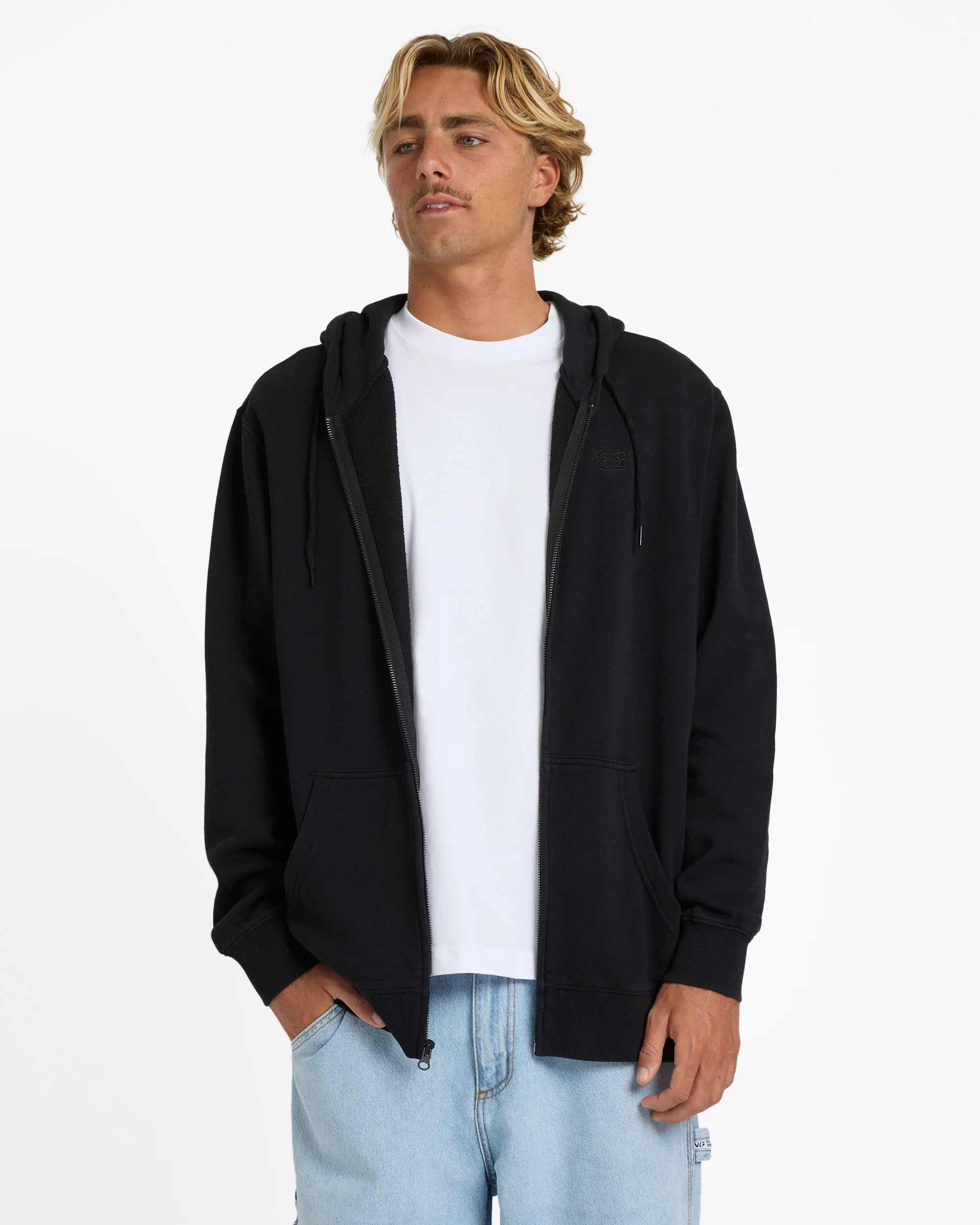 Mens Premium Wave Washed Zip Up Hoodie