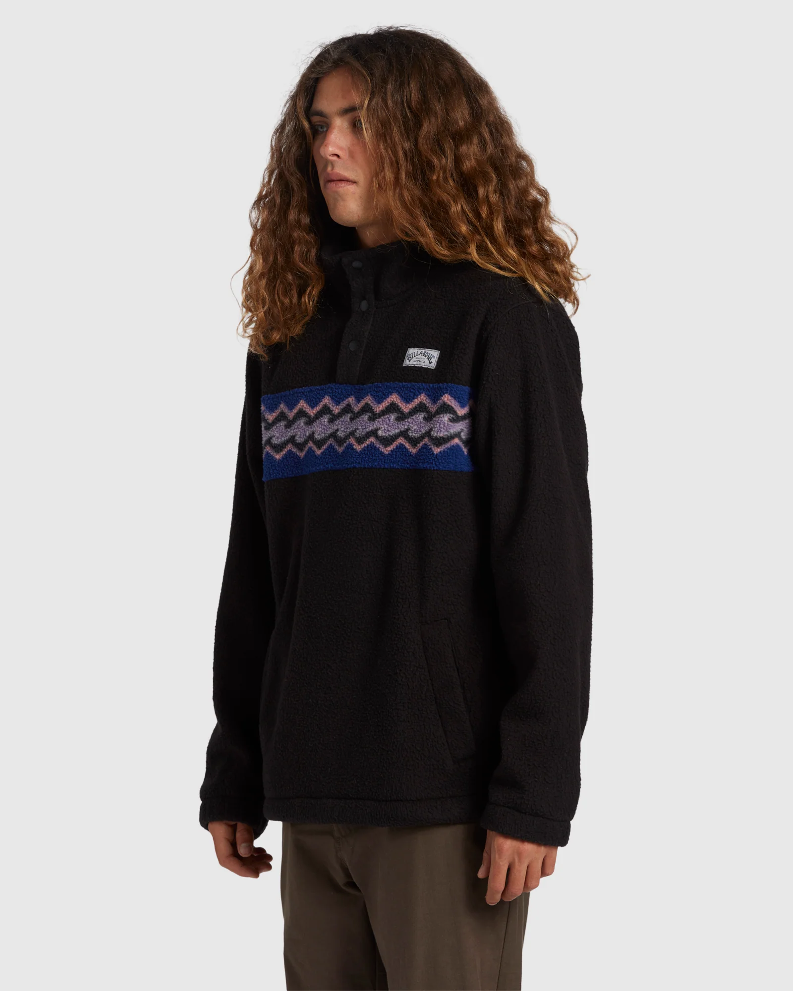 Mens A/Div Boundary Mock Snap Fleece Pullover