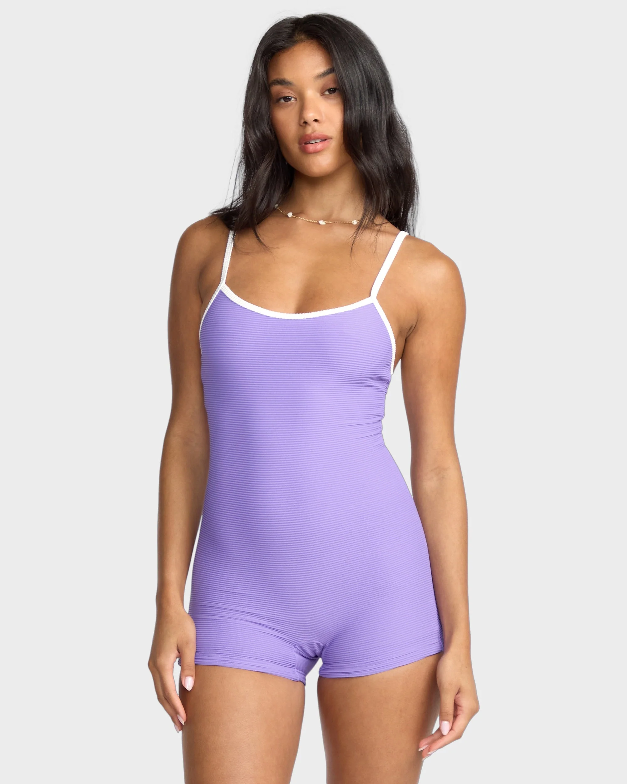 Womens Tanlines Retro Tank Surfsuit One Piece Swimsuit