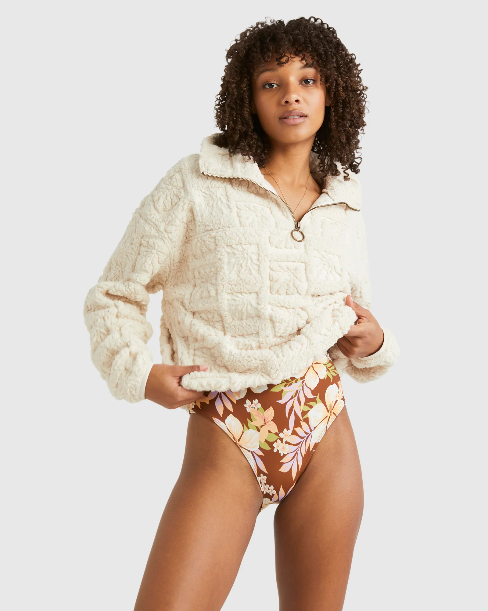 Womens Sun Stamp Half Zip Fleece Pullover