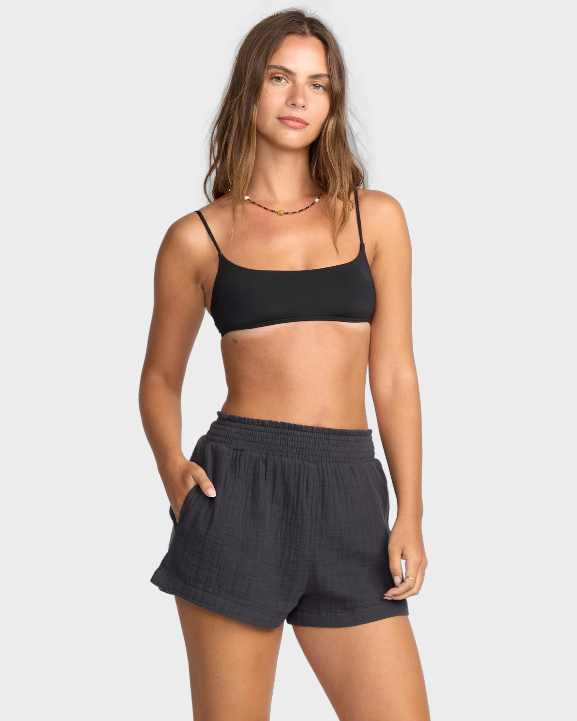 Womens In The Waves Elastic Waist Shorts