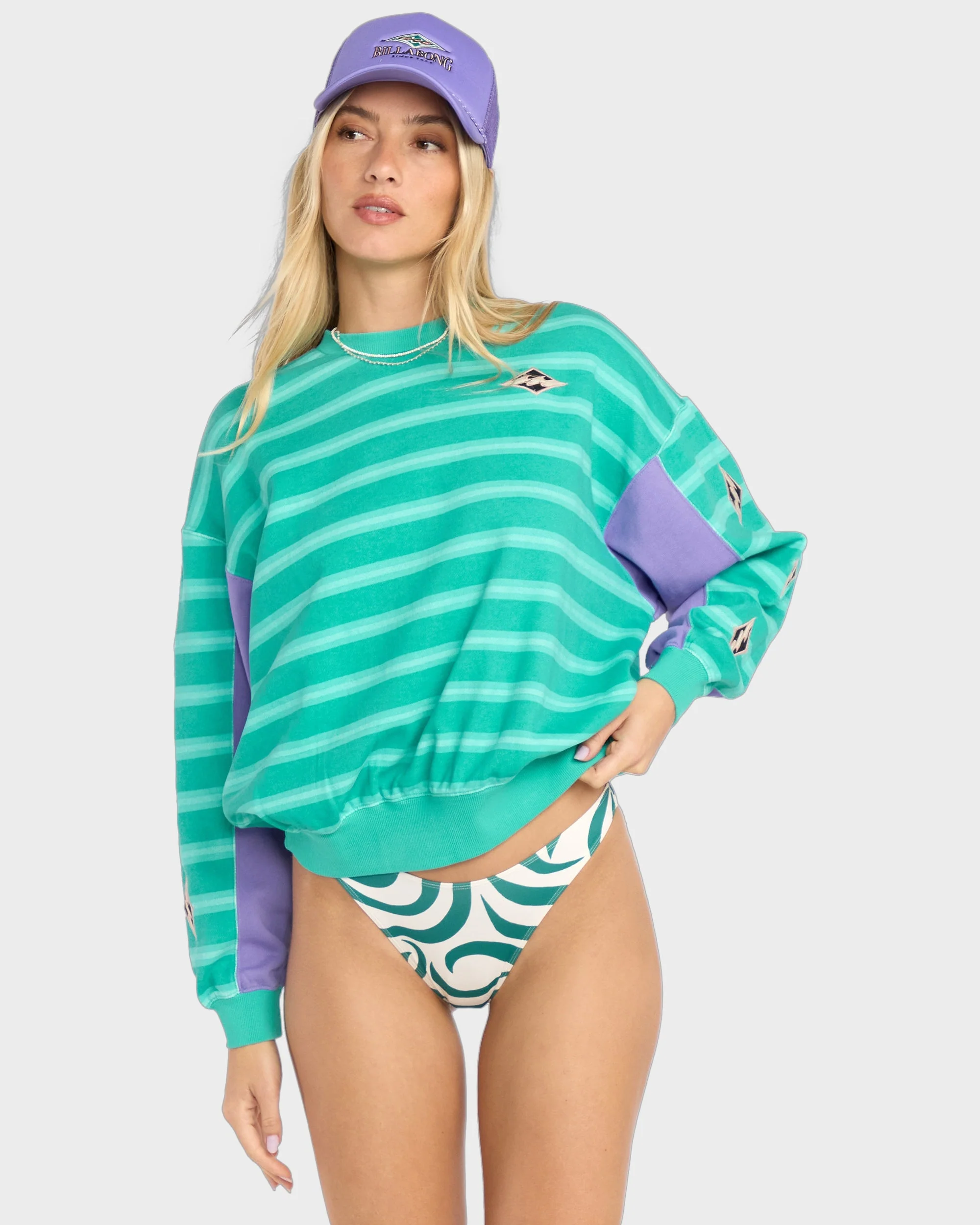 Womens Party Block Crew Neck