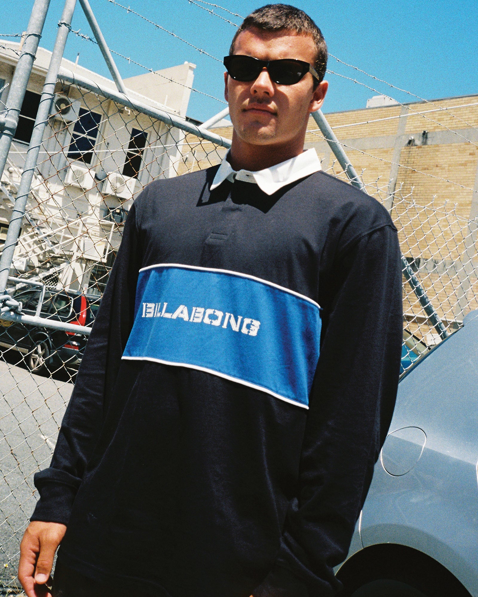 Mens Warped Rugby Long Sleeve Polo Shirt