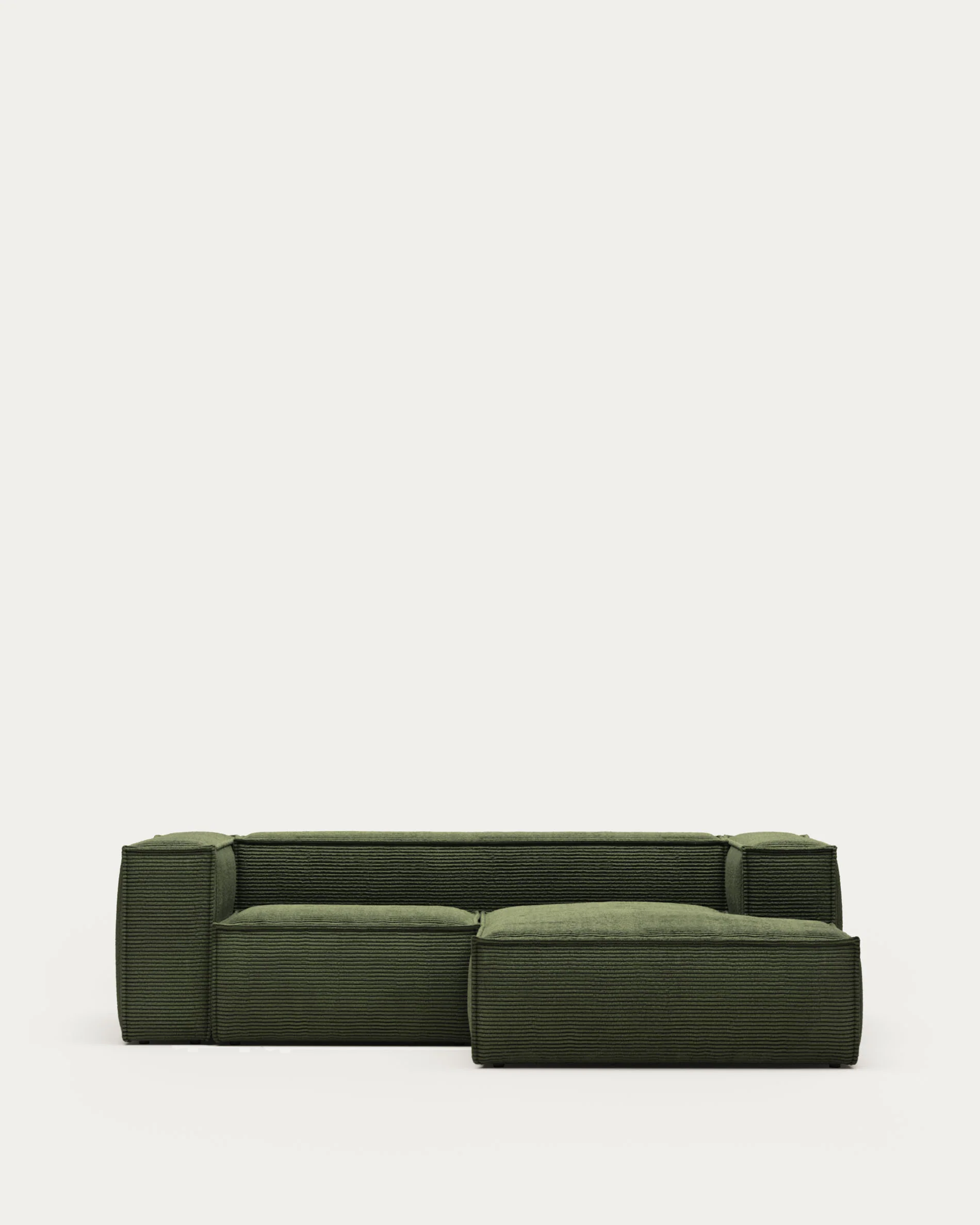 Blok 2-seater right chaise longue sofa in green thick corduroy 240cm FSC Mix Credit
