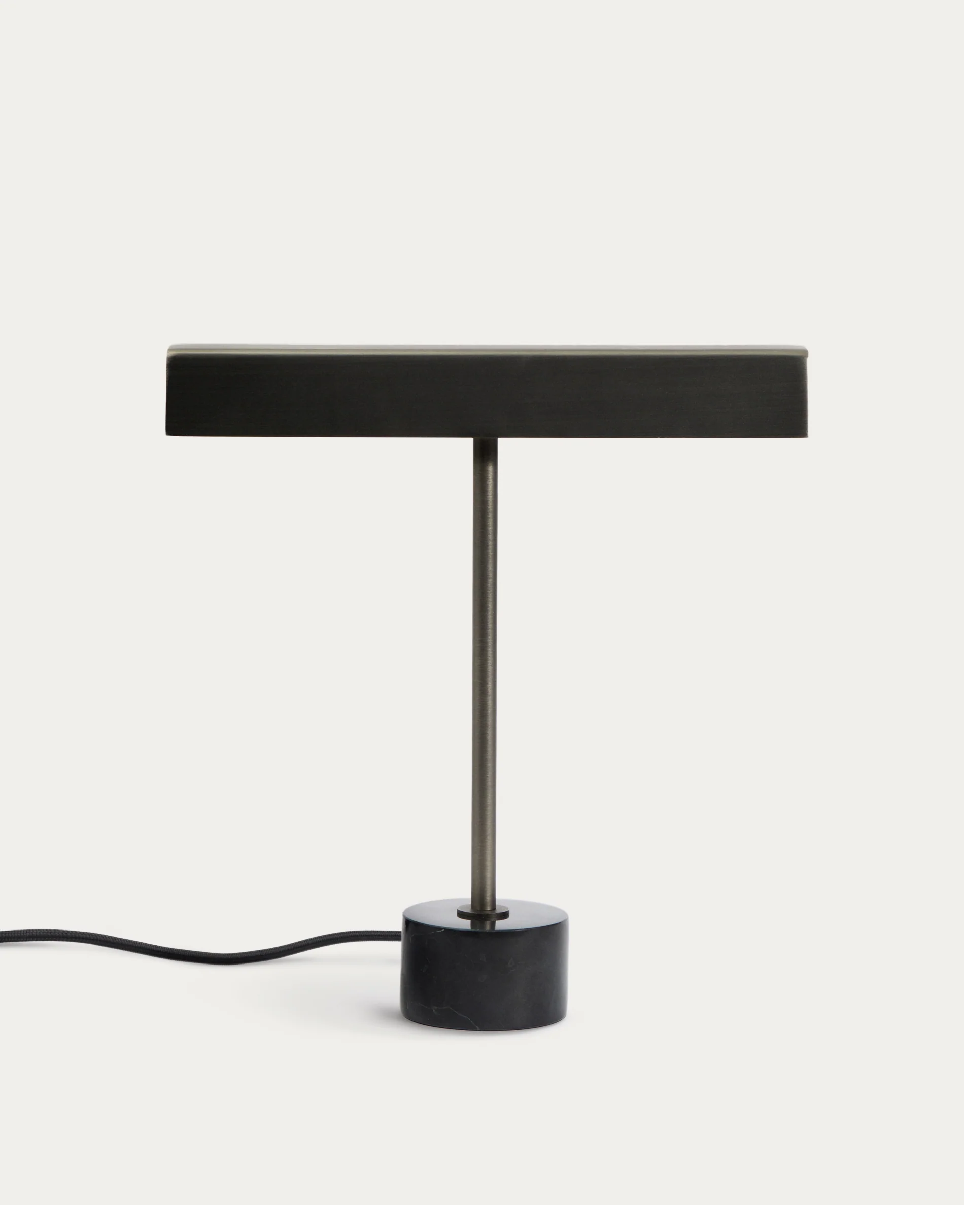 Lynor brushed metal table lamp with black marble base