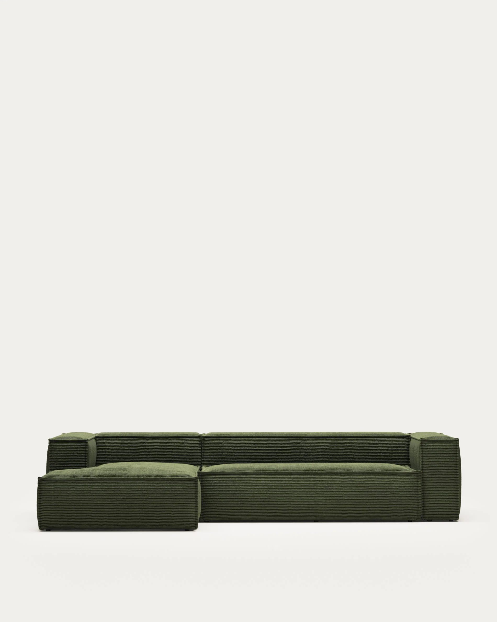 Blok 4-seater left chaise longue sofa in green thick corduroy 330cm FSC Mix Credit