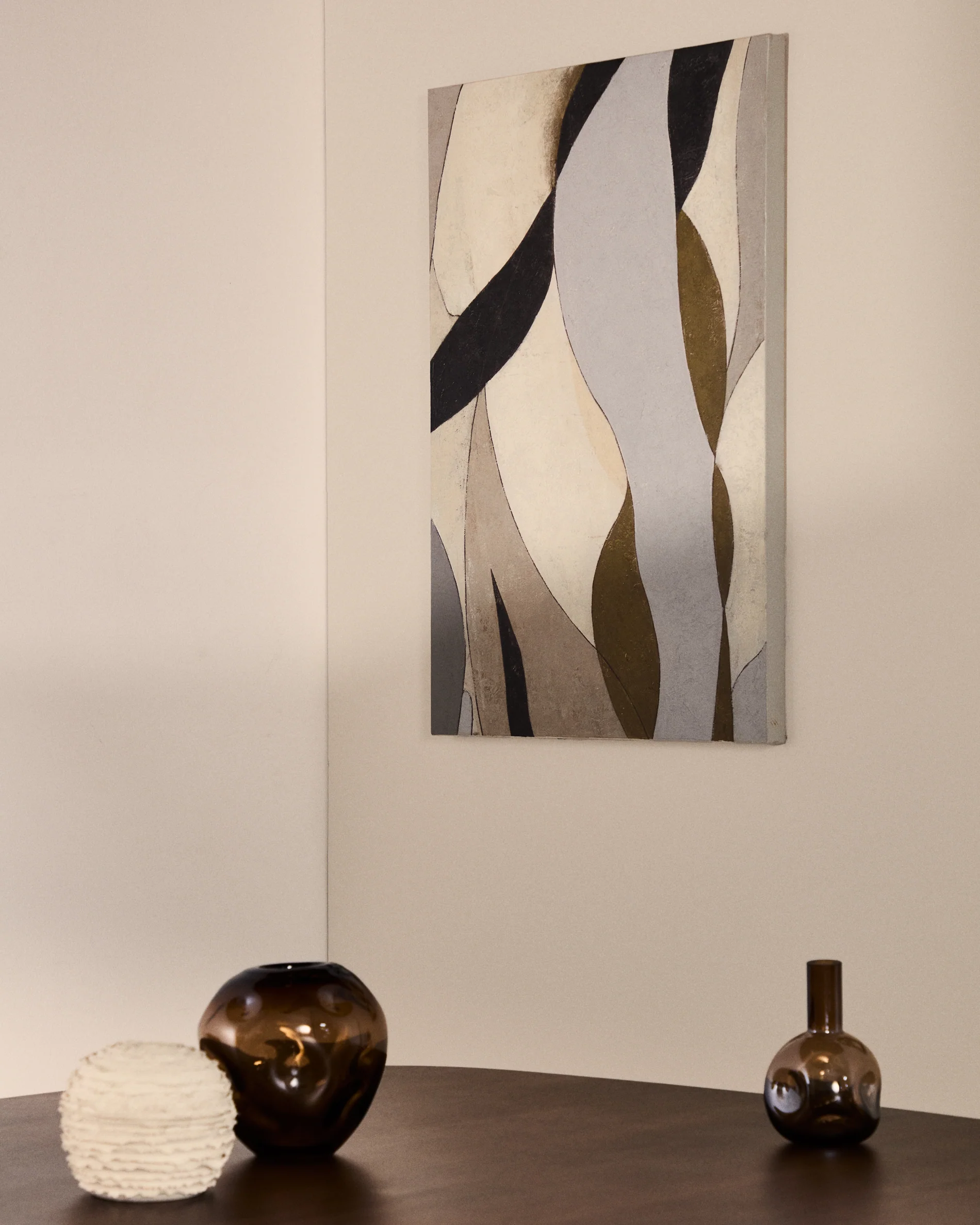 Marvilo grey and mustard abstract canvas 60 x 90cm