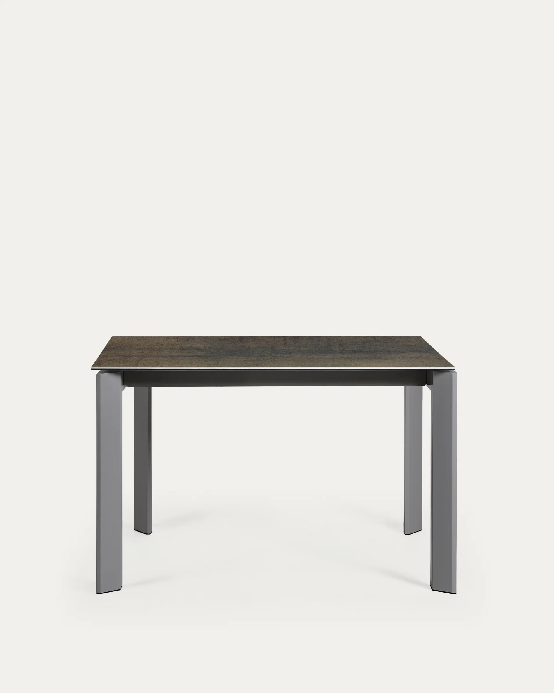 Axis porcelain extendable table in Iron Moss finish with anthracite steel legs 120 (180)cm