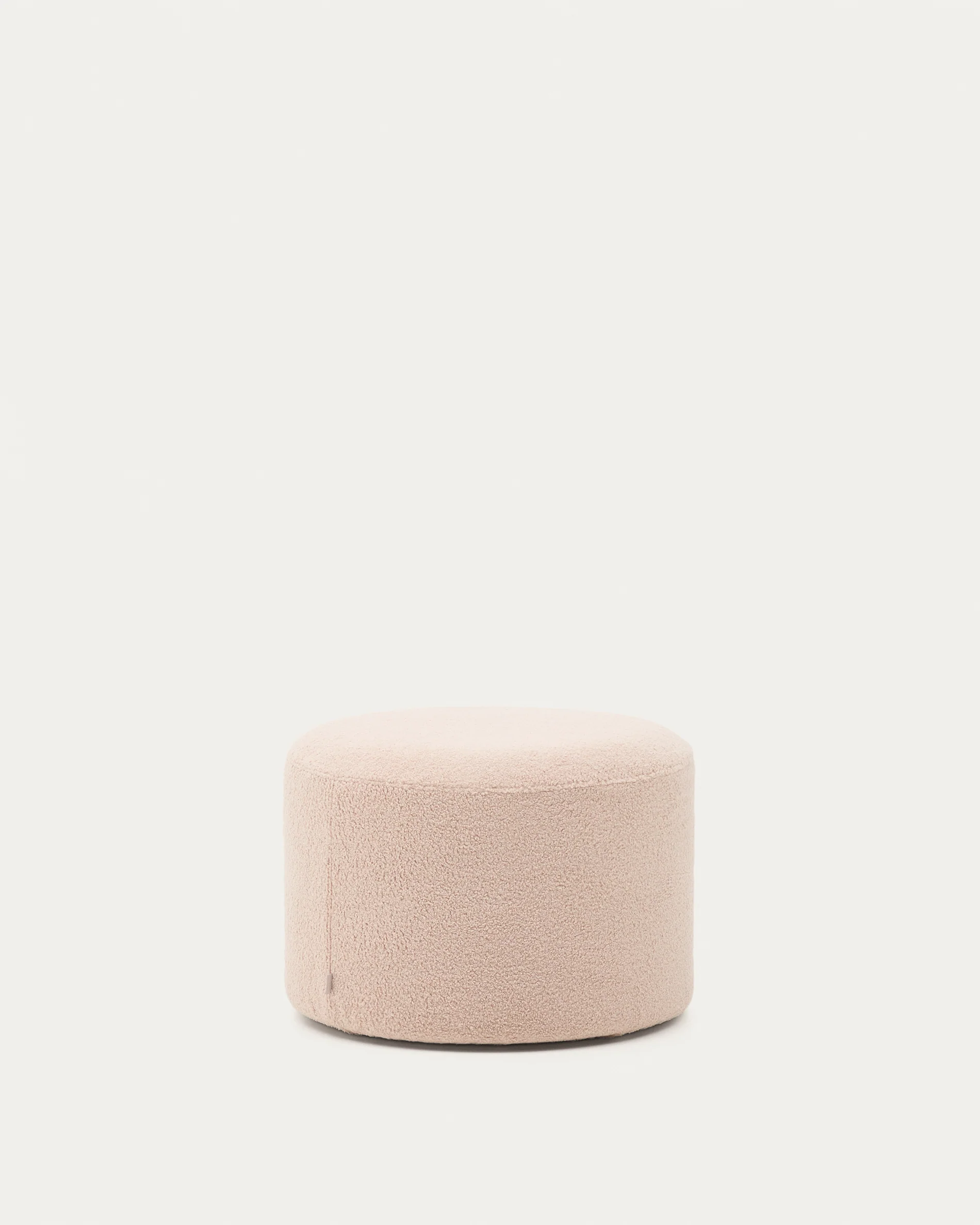 Kaeli footrest with removable cover in pink bouclé Ø 60 cm