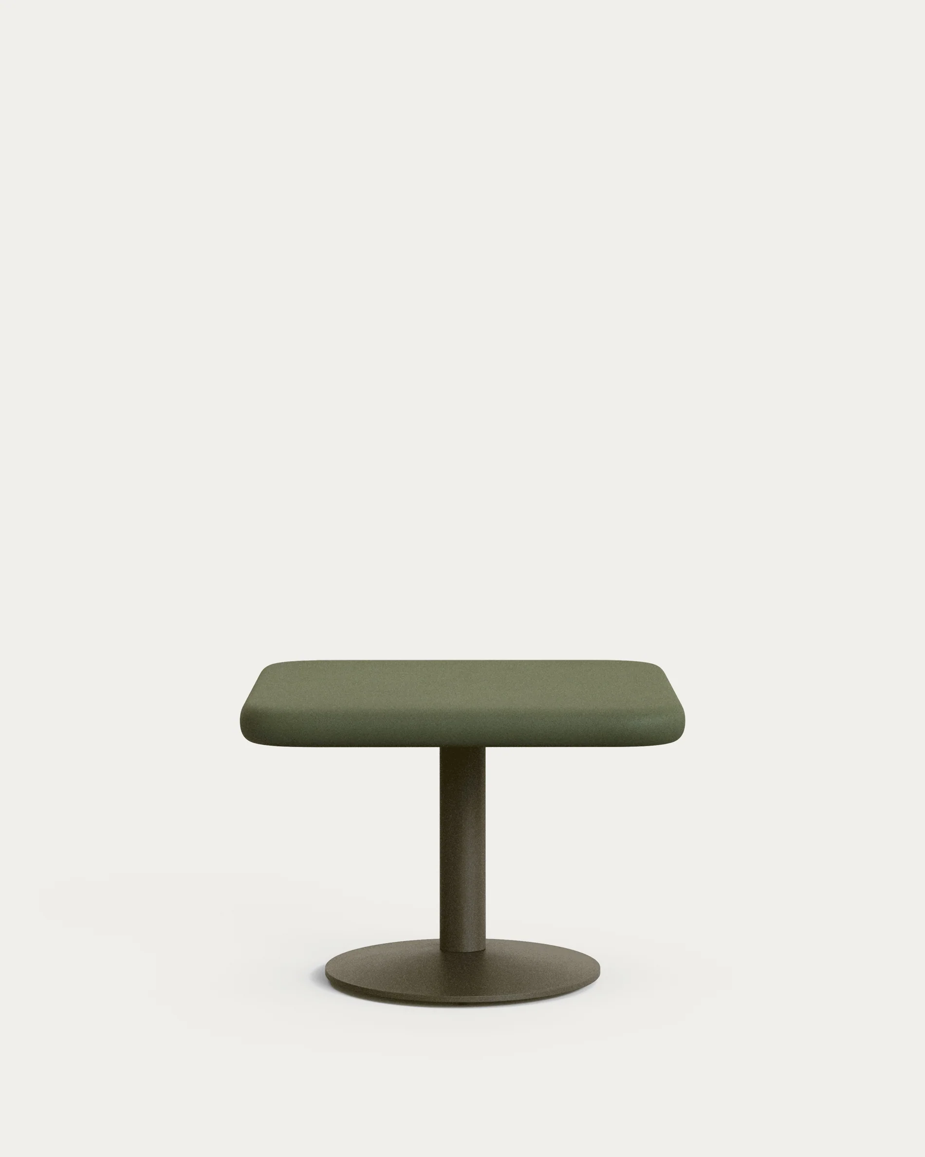 Esilda outdoor table with green cement top 70x70cm and green steel base Ø42x45cm