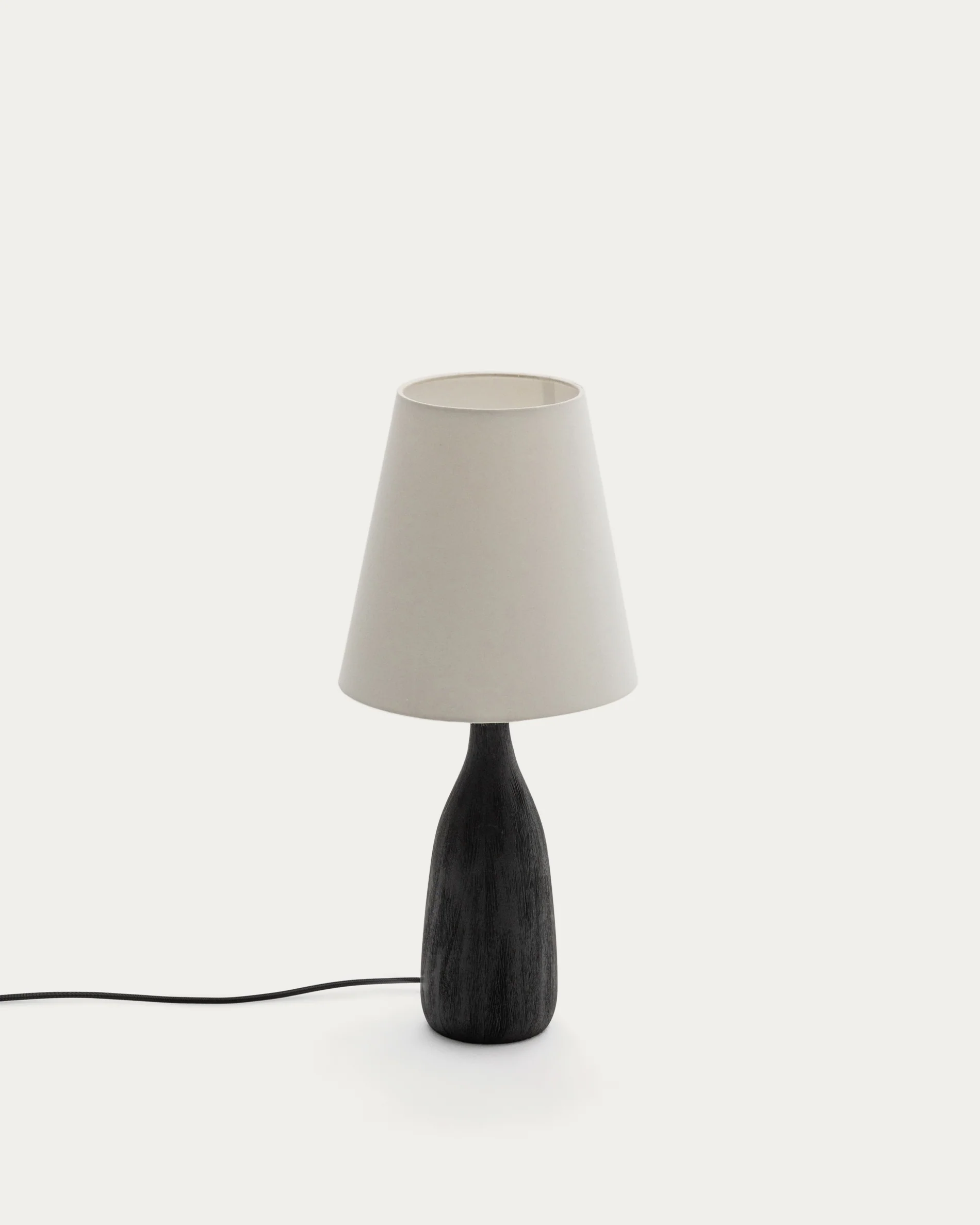 Luvia table lamp with a wooden base in a black painted finish