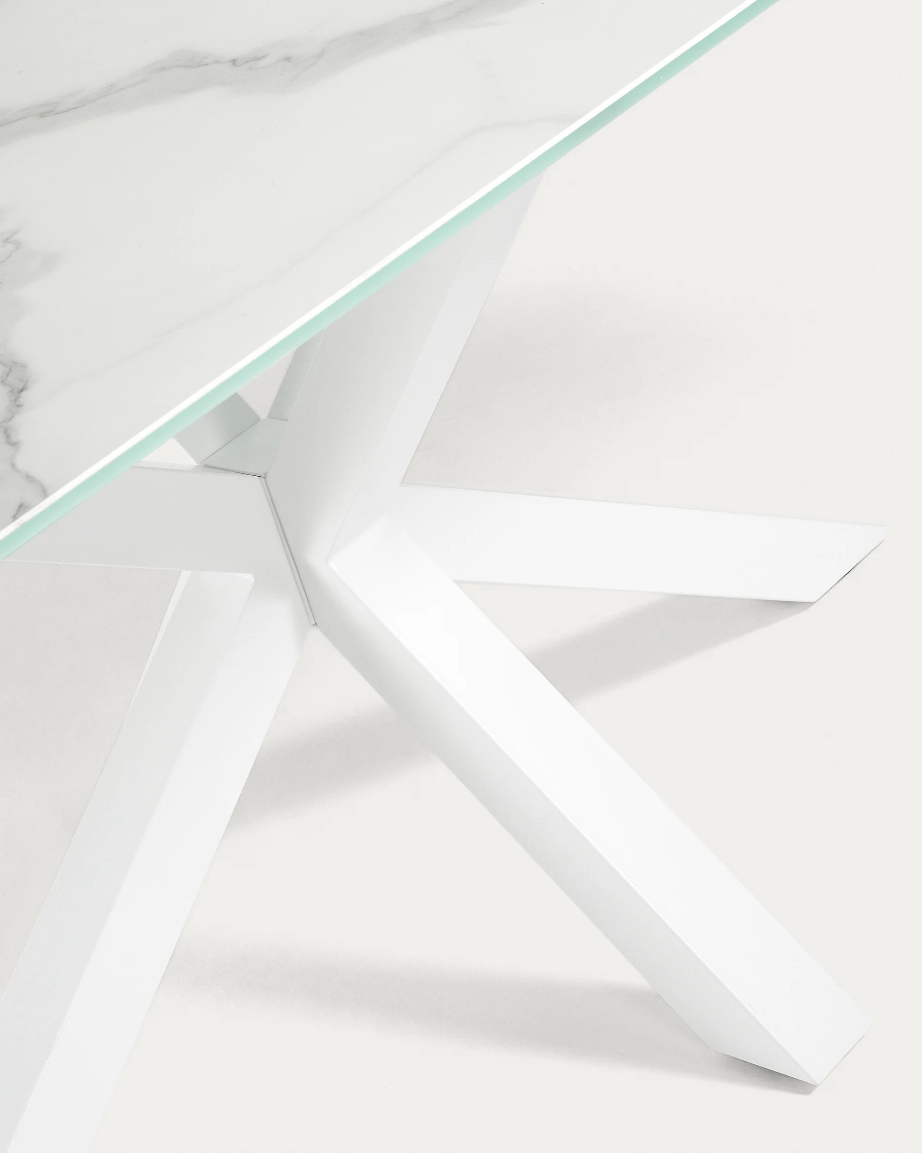 Argo table in white Kalos porcelain and steel legs with white finish, 180 x 100 cm