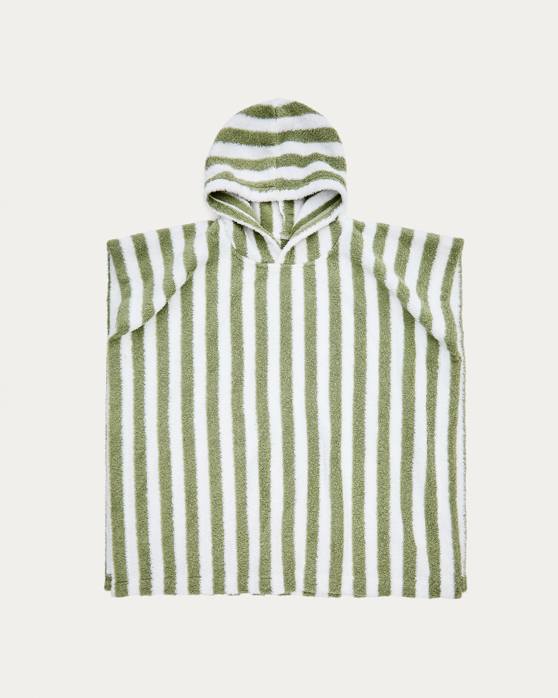 Nuni cotton poncho towel with white and green stripes size 2/3 years