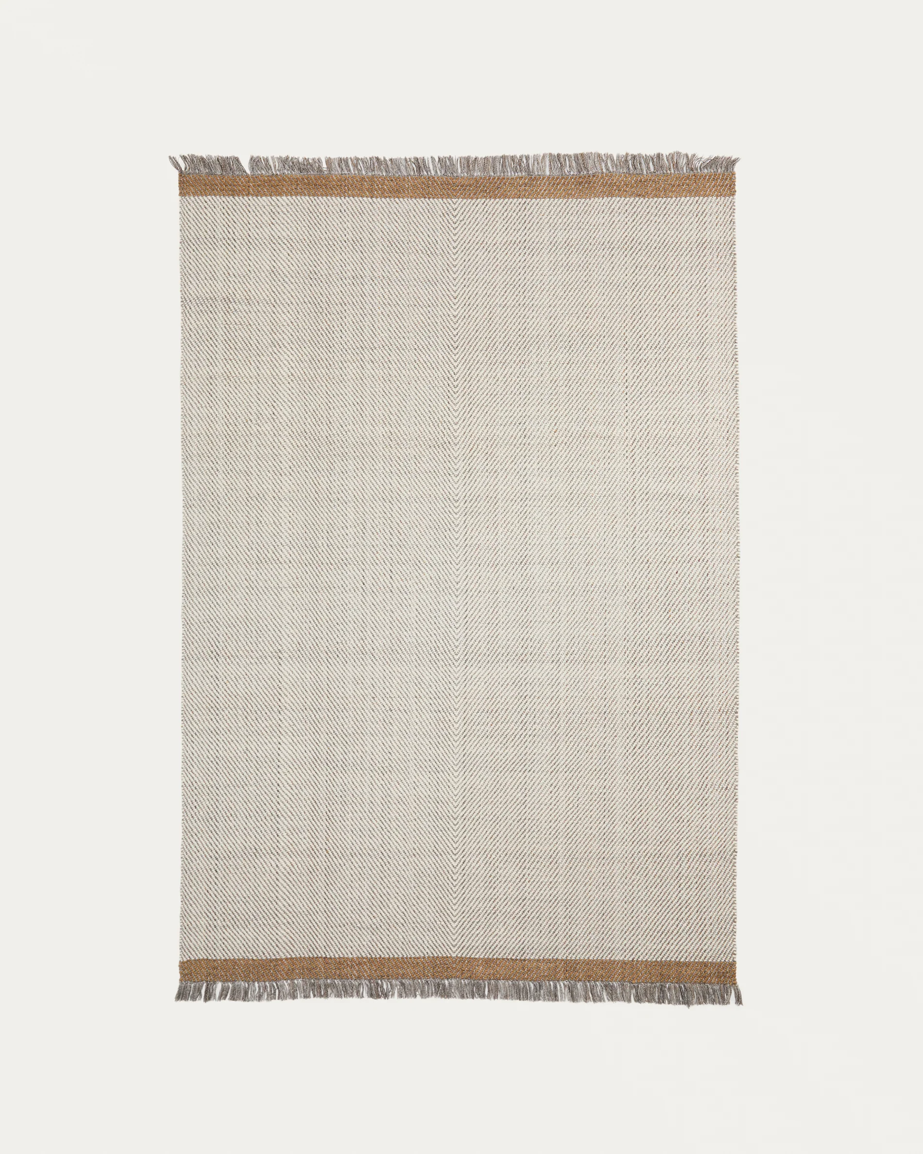 Brina beige herringbone jacquard wool rug 230 x 160cm