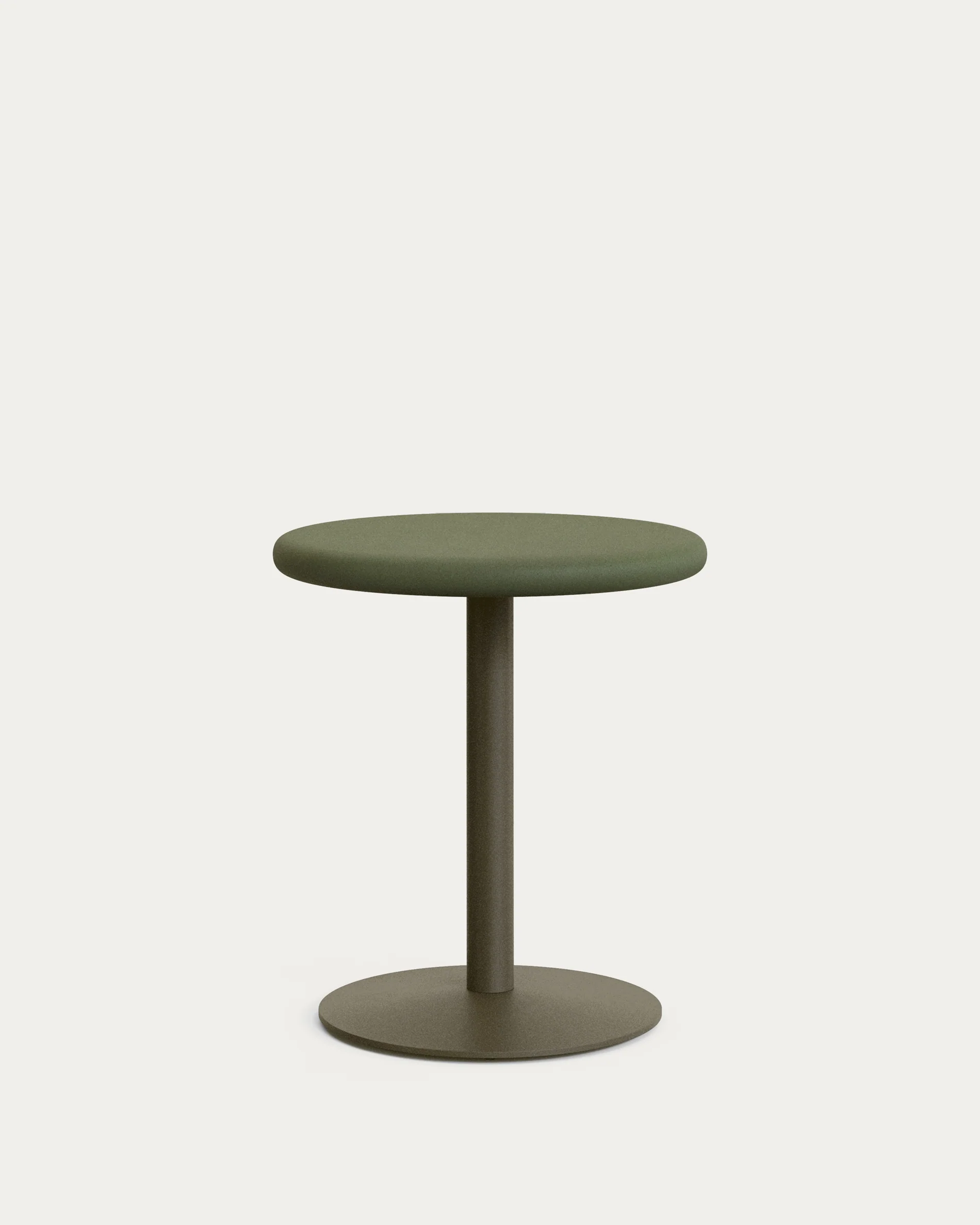 Esilda outdoor round table with green cement top Ø70cm and green steel base Ø55x72cm