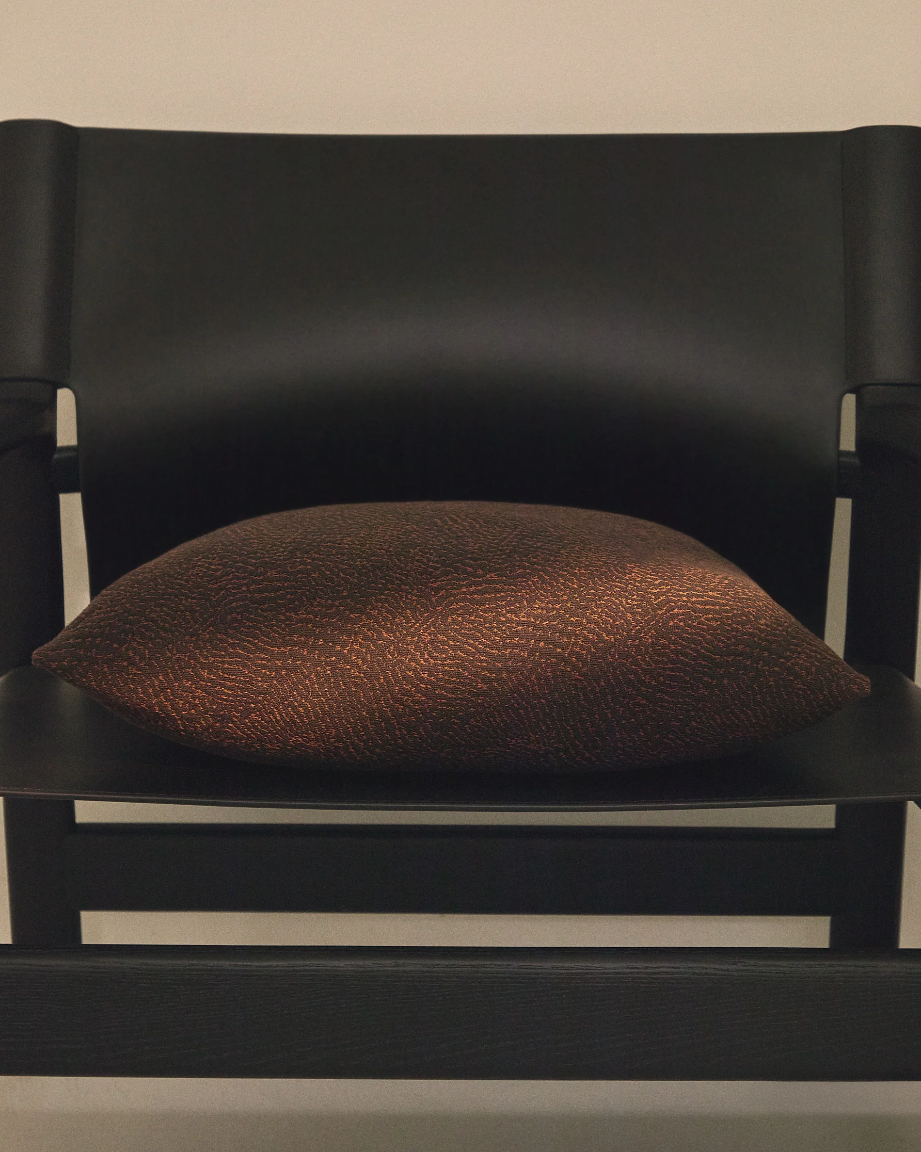 Junie cushion cover in brown cotton jacquard 50 x 50 cm