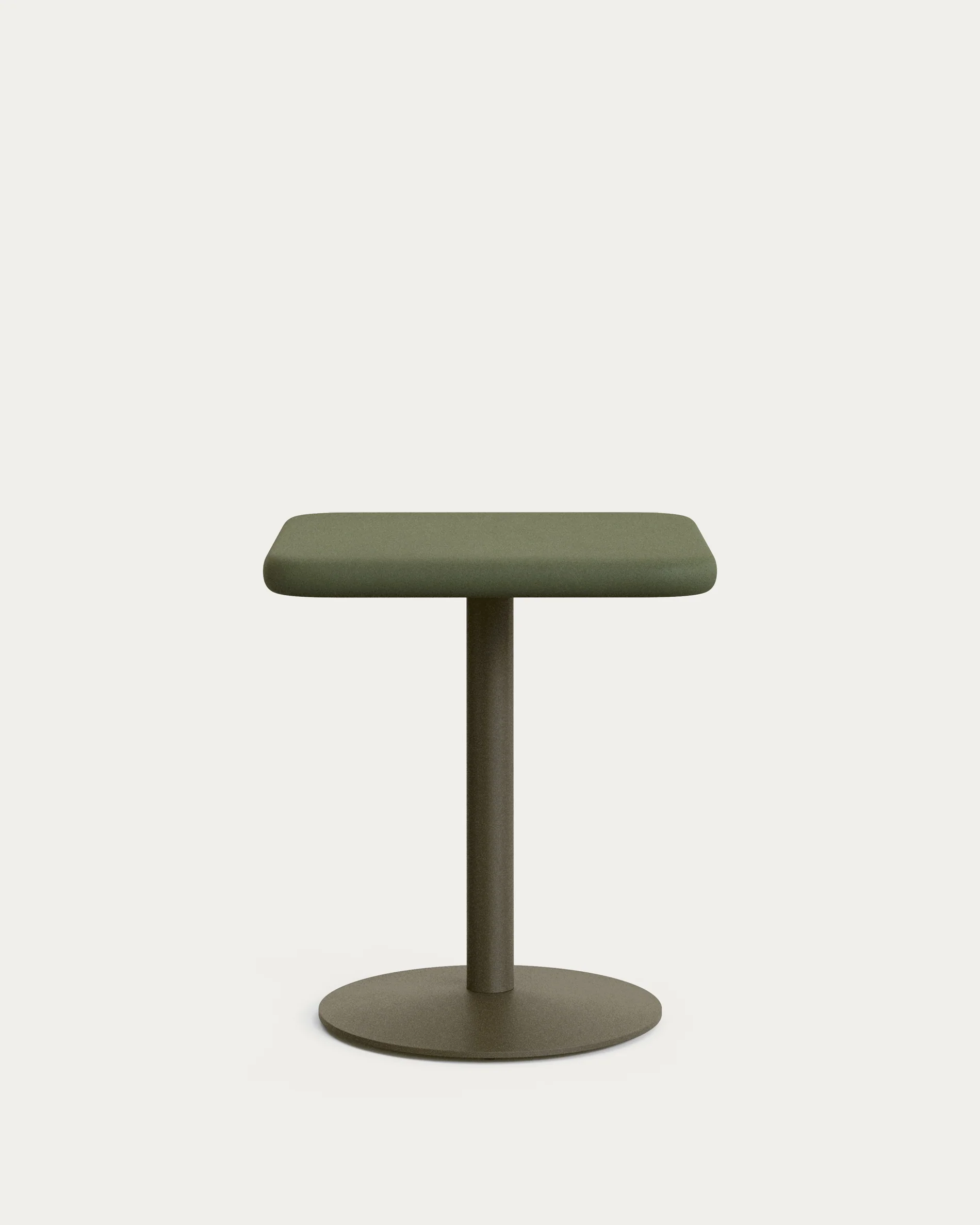 Esilda outdoor table with green cement top 70x70cm and green steel base Ø55x72cm