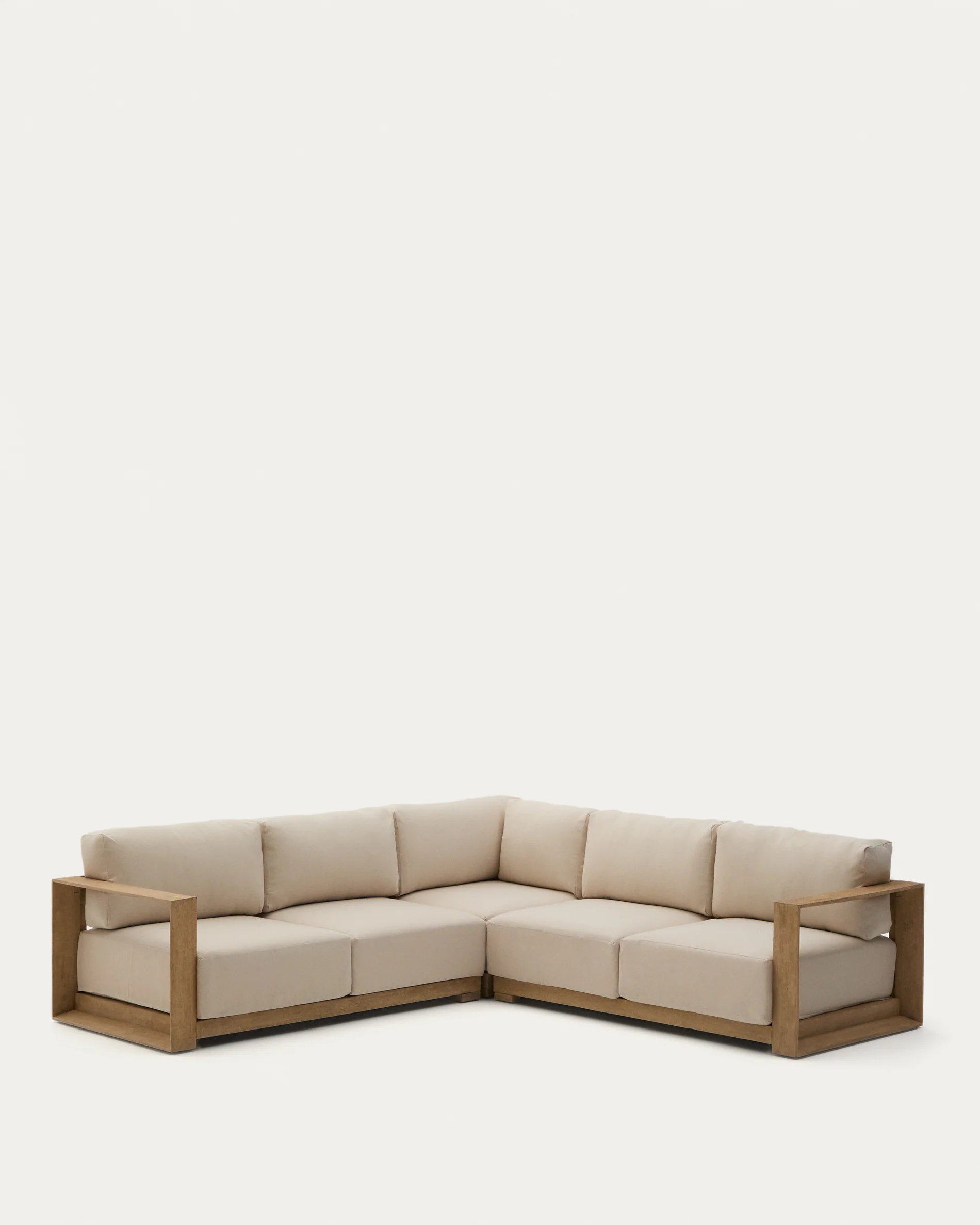 Ambra 5-seater corner sofa in solid acacia wood with light finish 248cm FSC 100%