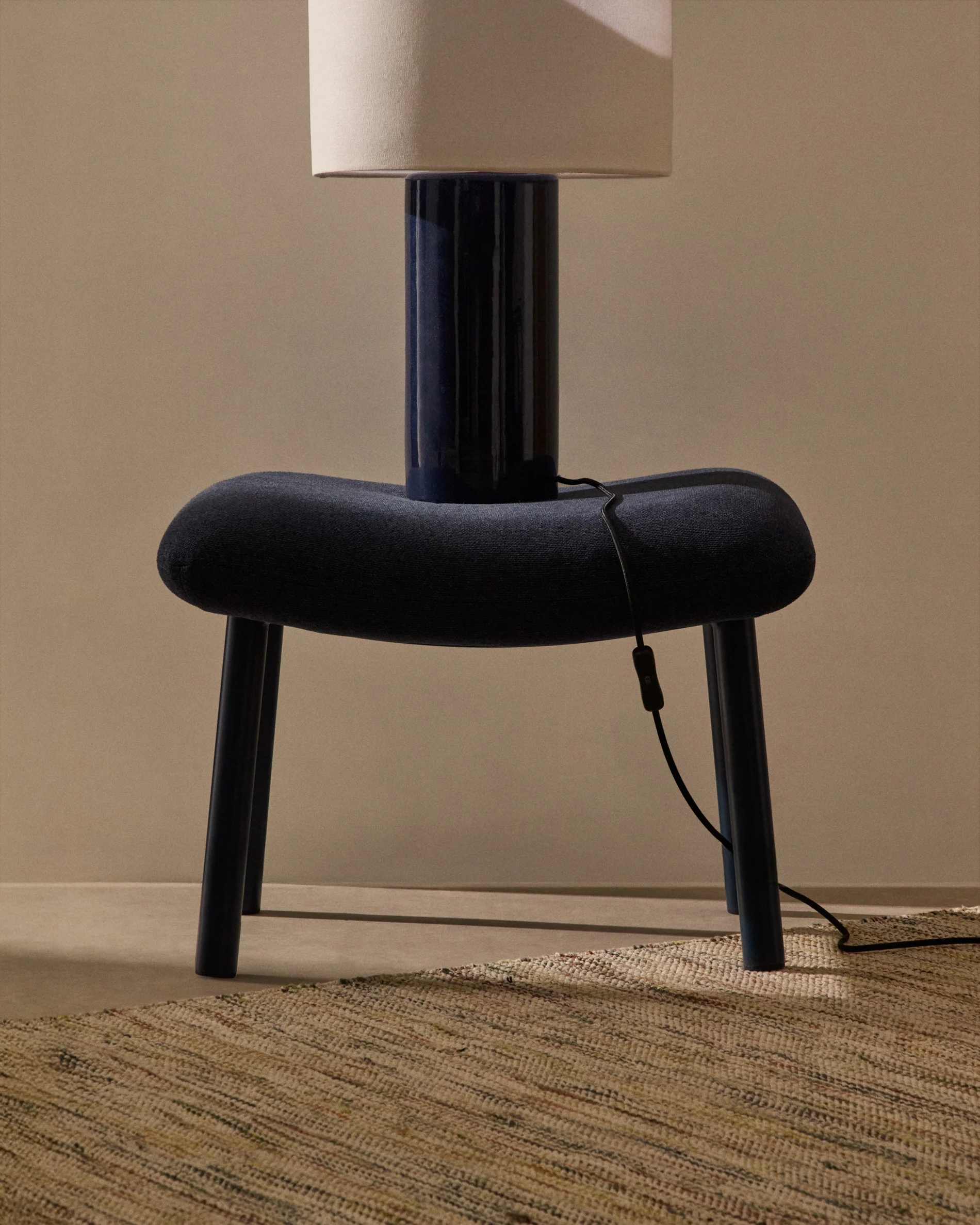 Inari footrest in blue and steel with a blue painted finish 60 x 50cm FSC Mix Credit