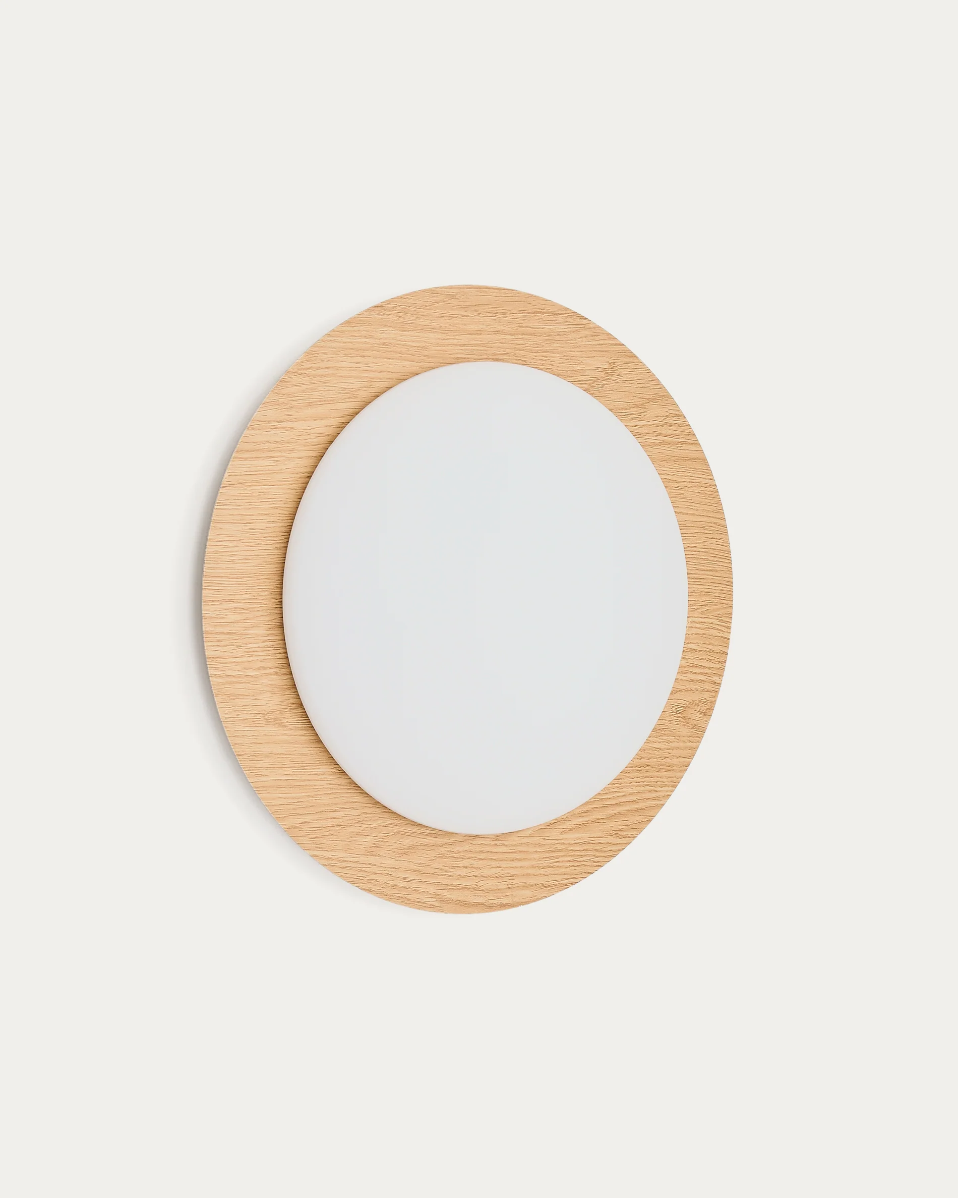 Novae ceiling lamp in light wood-effect brushed steel and frosted glass Ø 40 cm