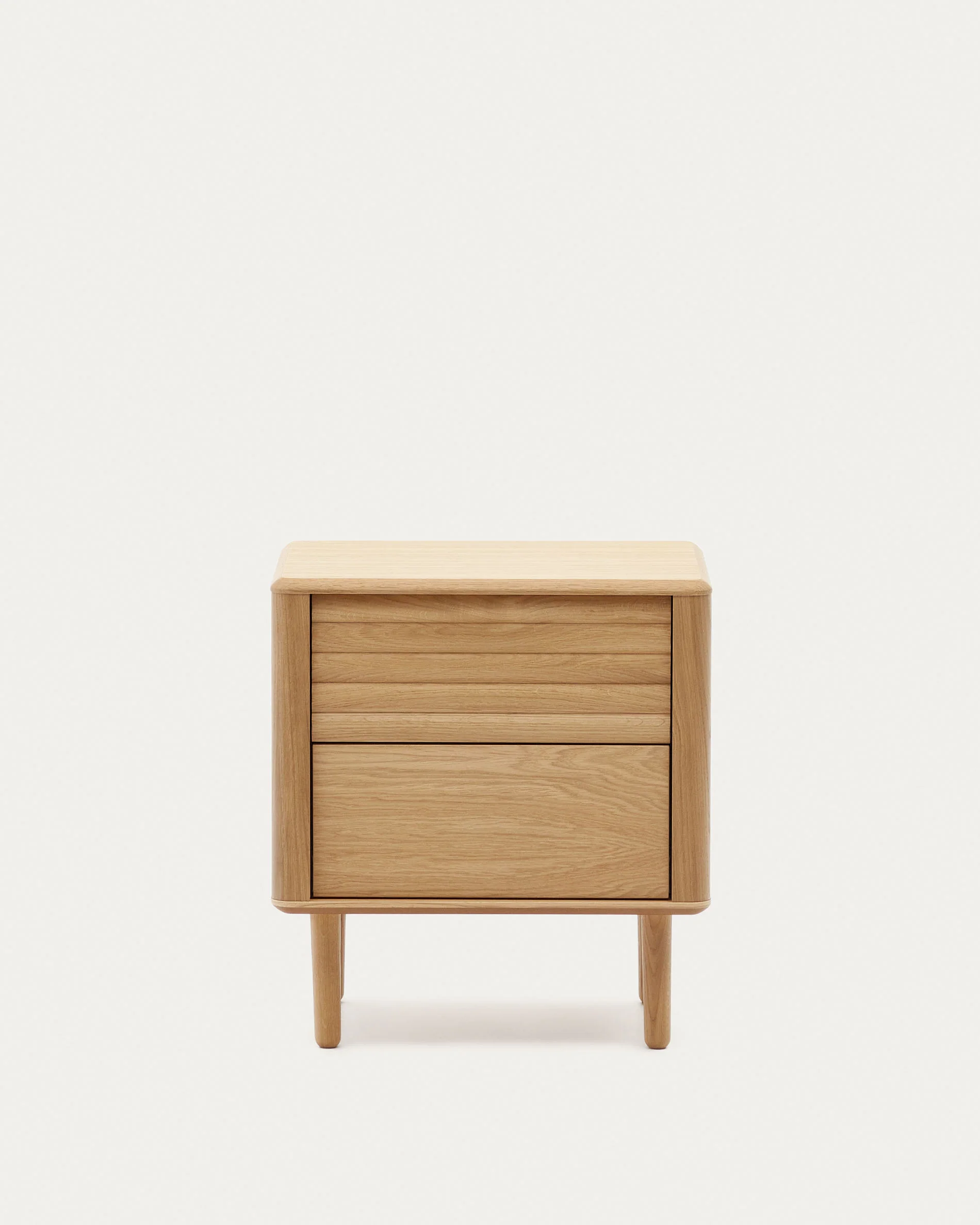 Lenon oak wood and veneer bedside table with 2 drawers, 50 x 55 cm FSC MIX Credit