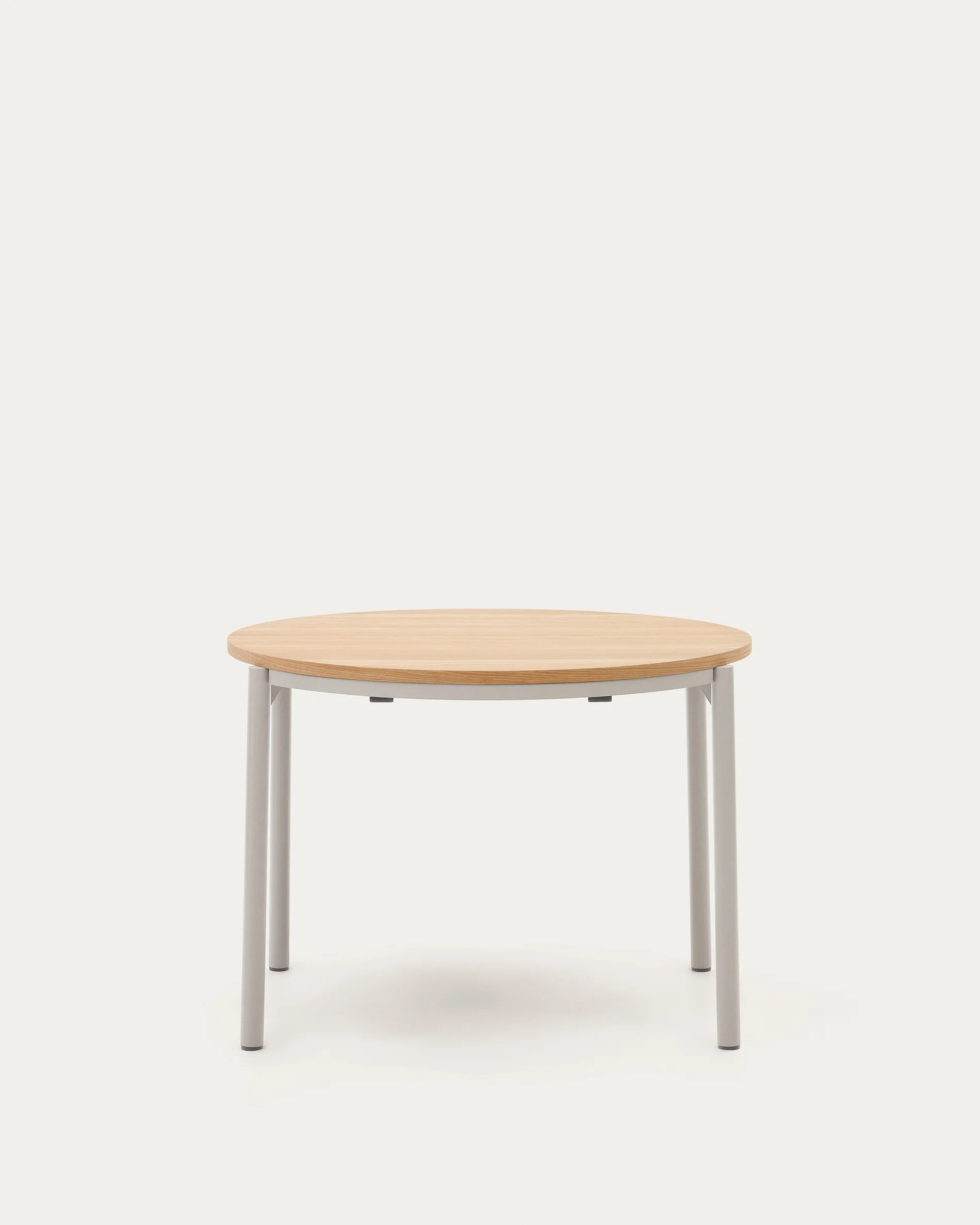 Montuiri round extendable table in oak veneer and with steel legs in a grey finish,  Ø90(170) cm