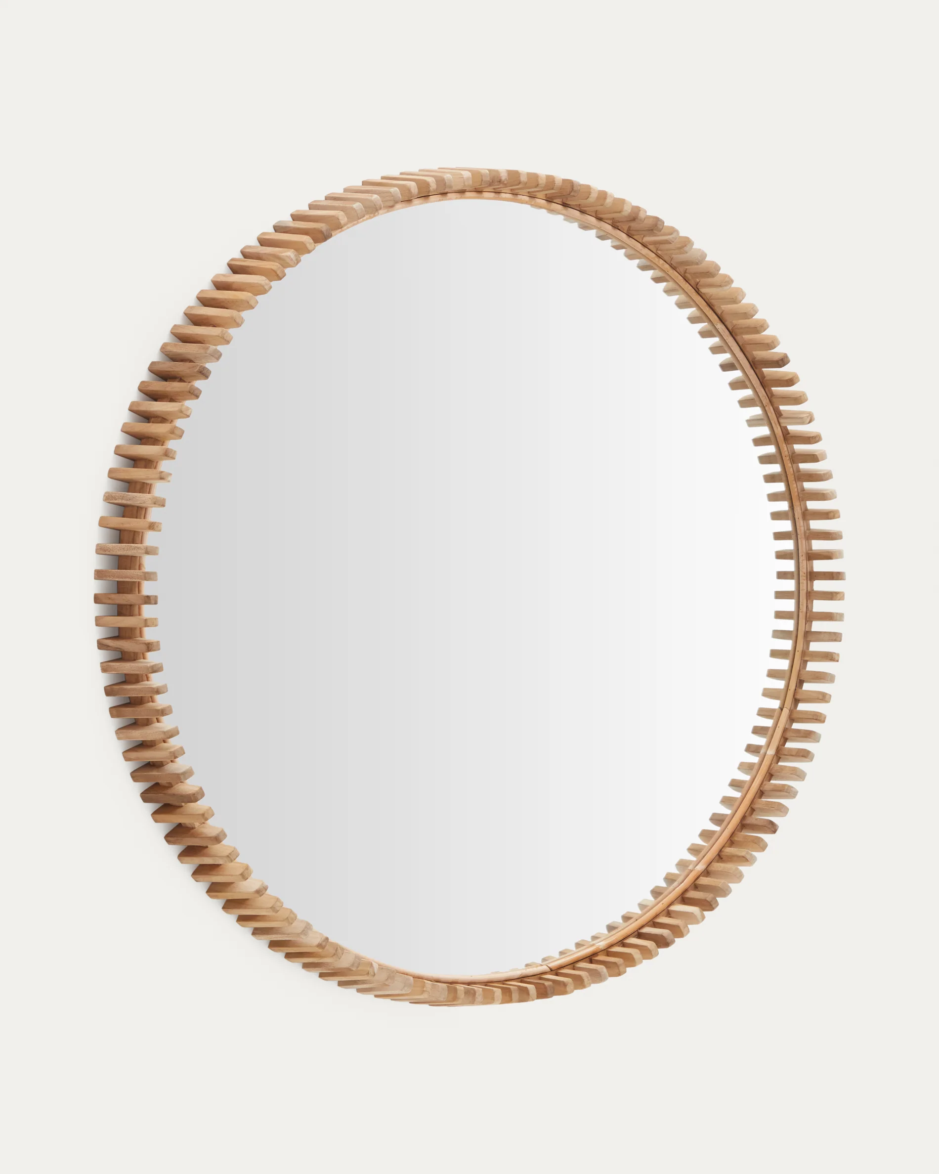 Polke Teak Wood Mirror Ø 100 cm