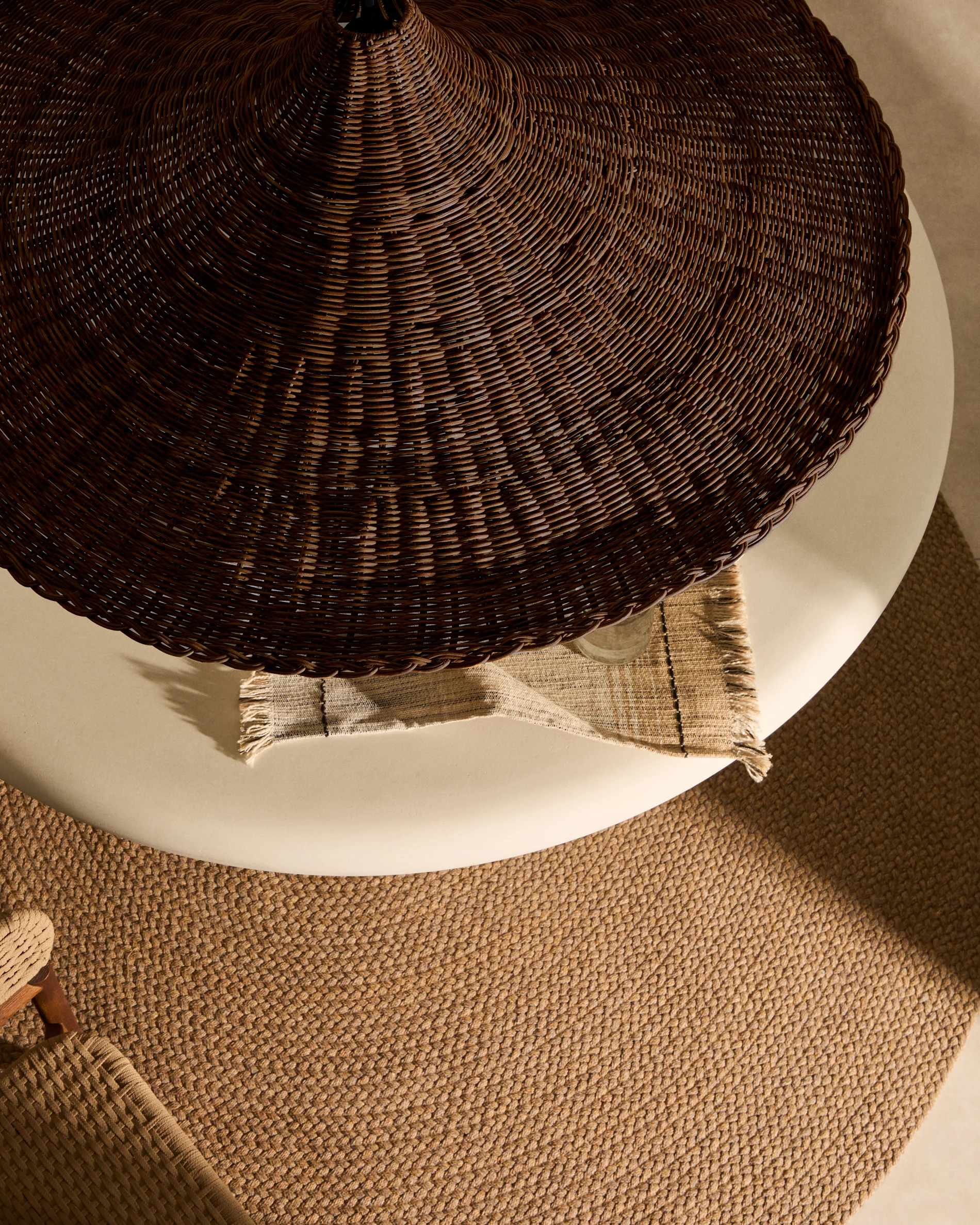 Bladia rattan ceiling lamp shade with brown finish Ø90cm