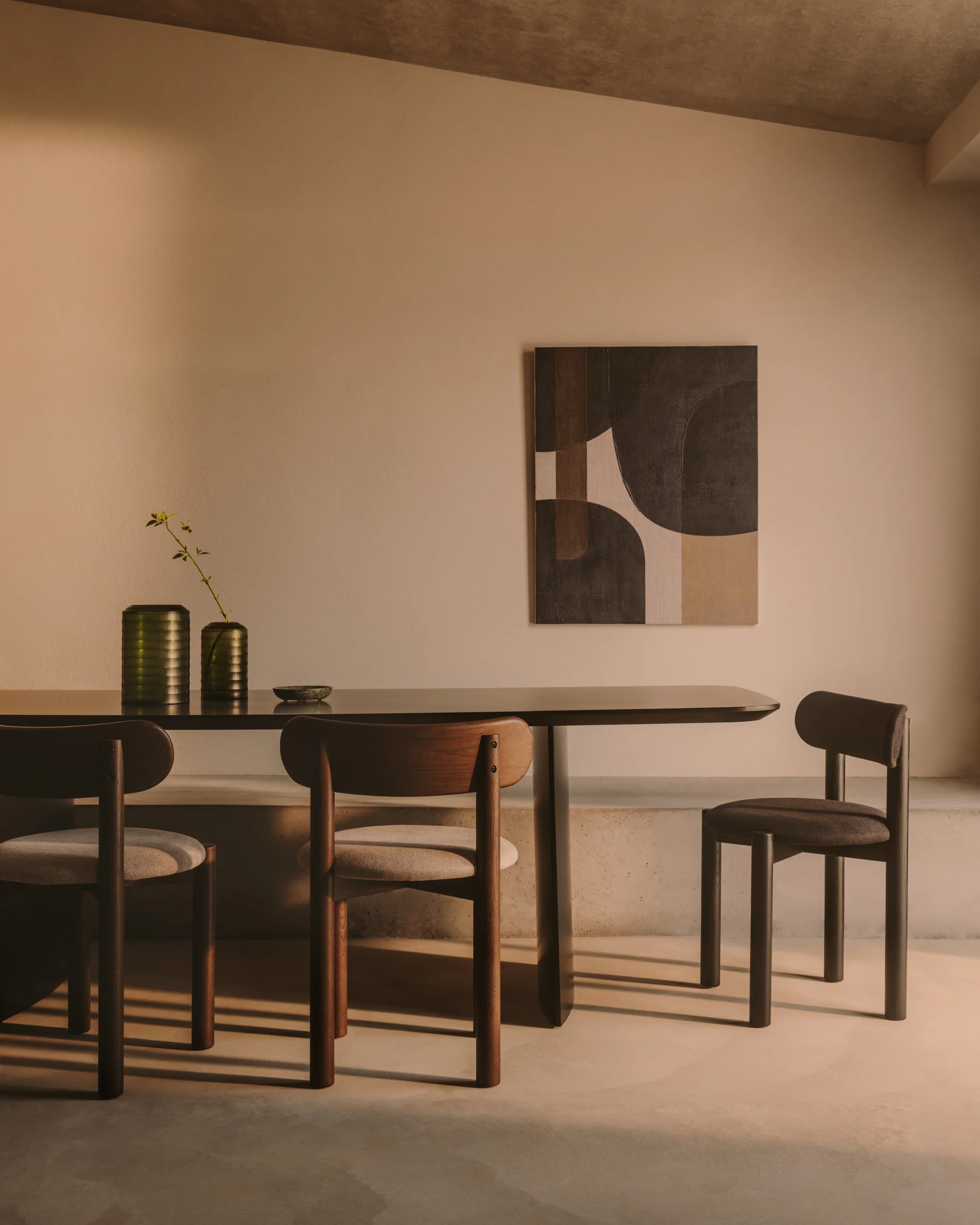 Nebai chair in black chenille with a solid oak wood structure and black finish FSC MIX Credit