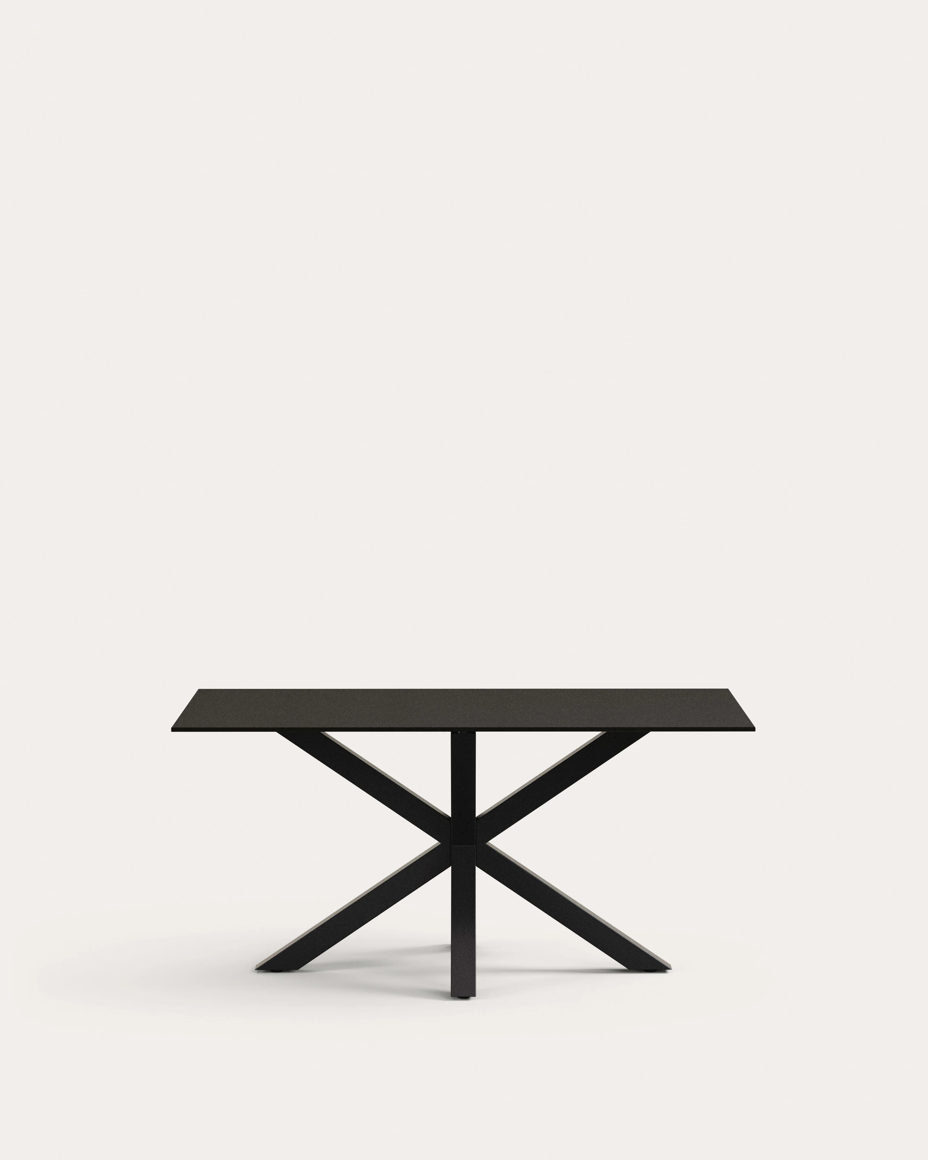 Argo table with black glass and black steel legs 160 x 90  cm