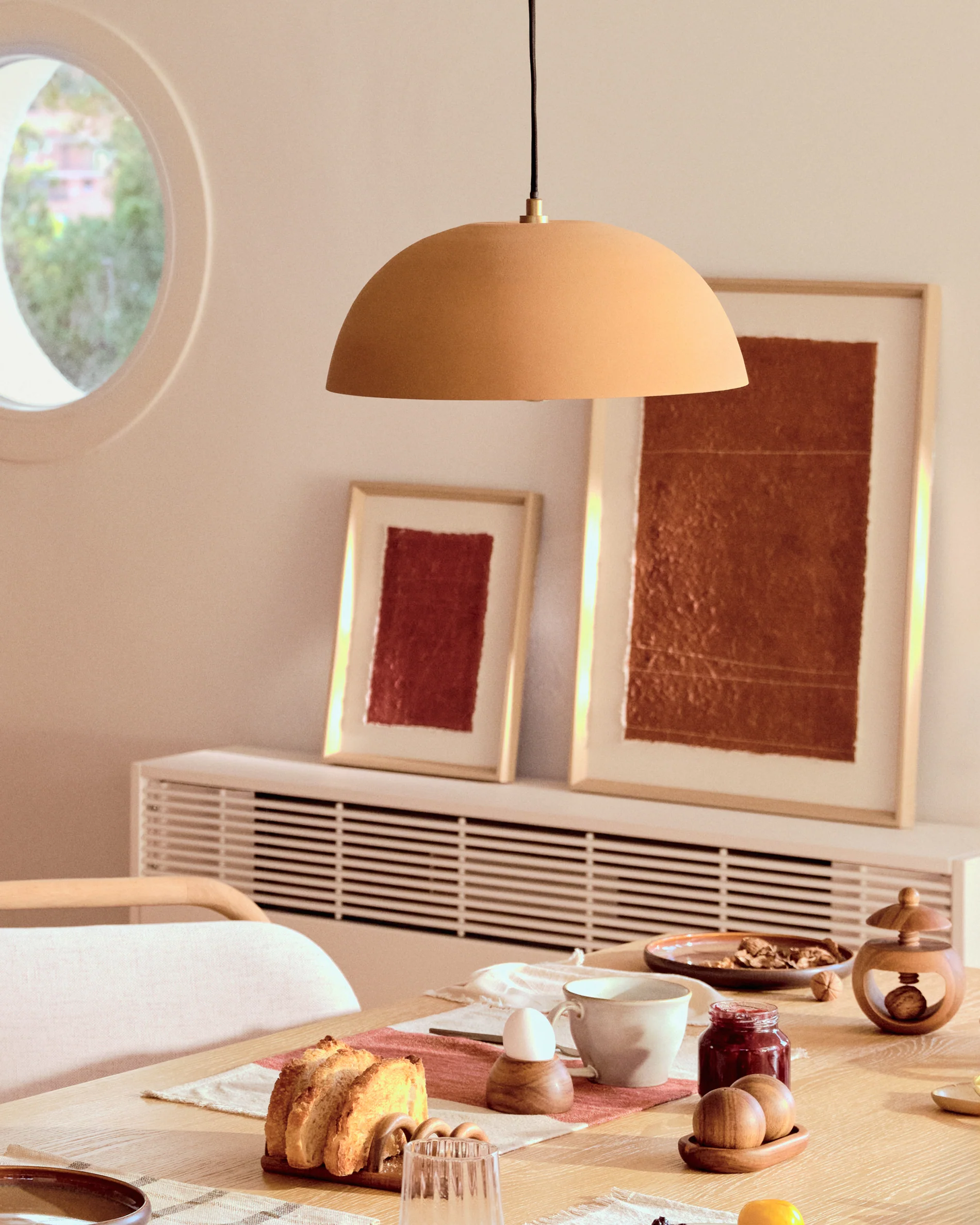 Nibla ceiling lamp in terracotta-effect metal Ø46cm