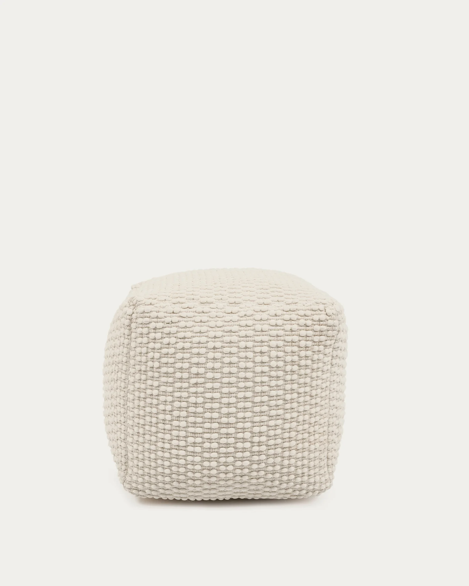 Mascarell pouffe, cotton and polyester in white, 45 x 45 cm