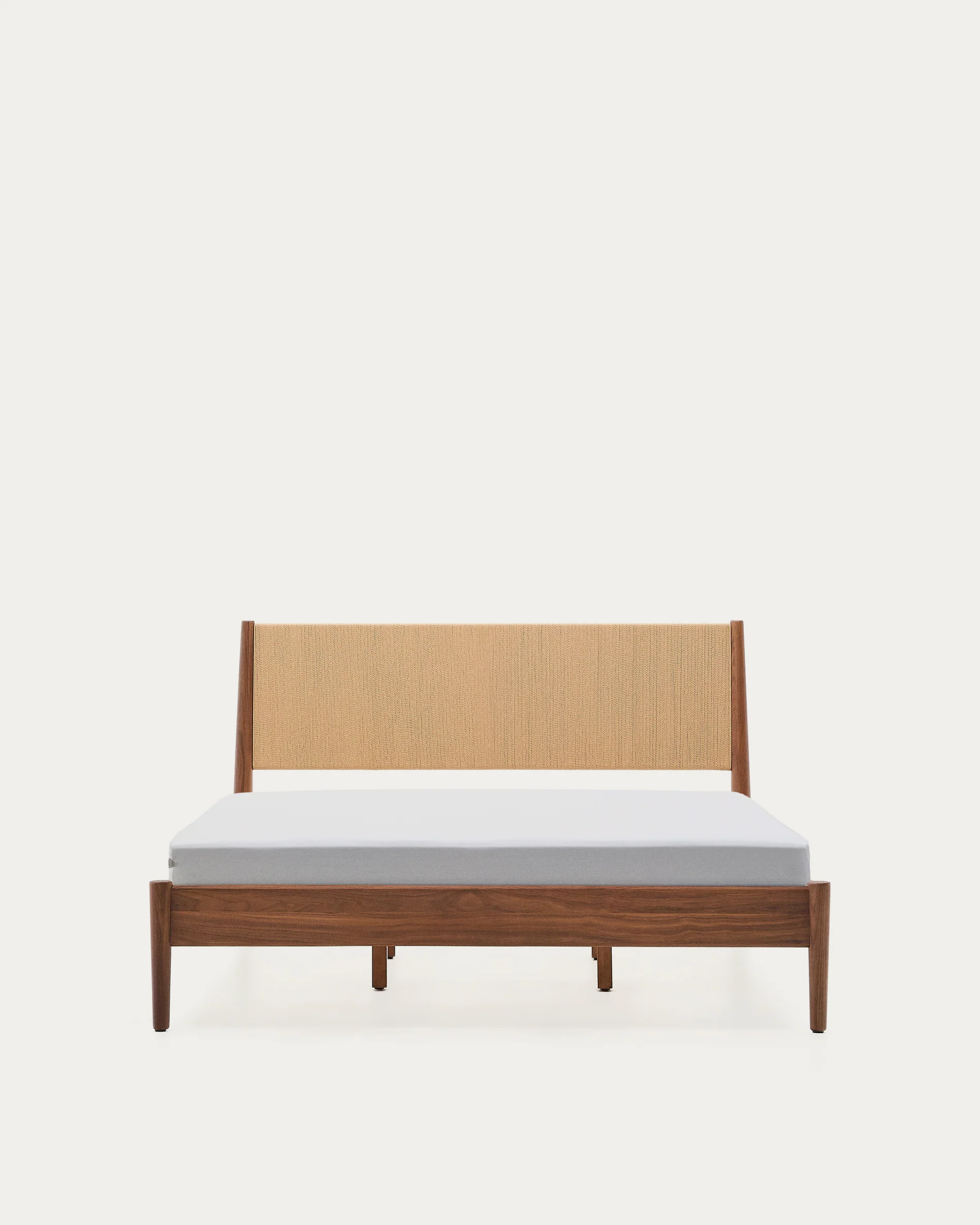 Elan bed in veneer and solid walnut wood with cord mattress 160 x 200 cm FSC Mix Credit