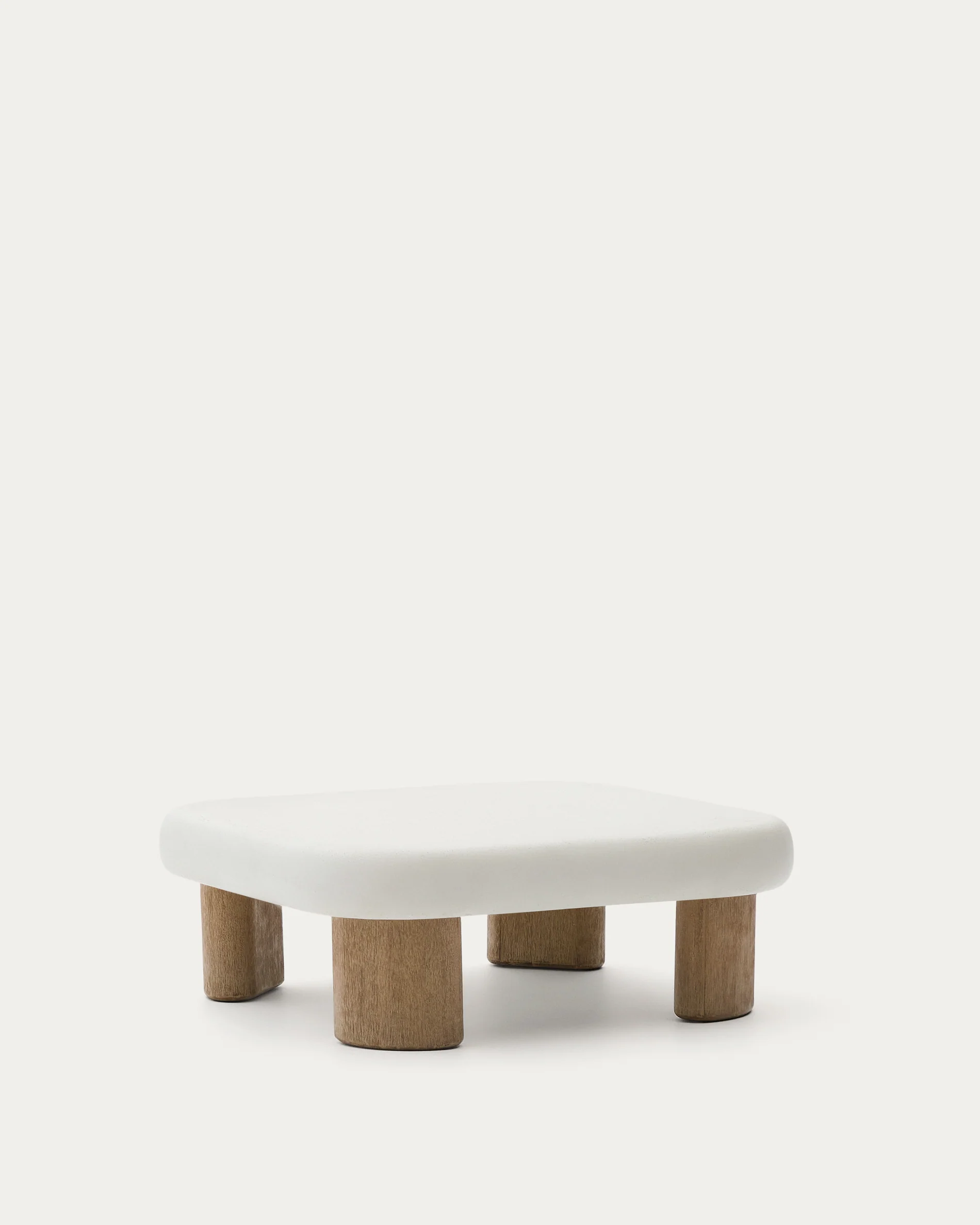 Labra coffee table in cement and acacia wood 80 x 80cm