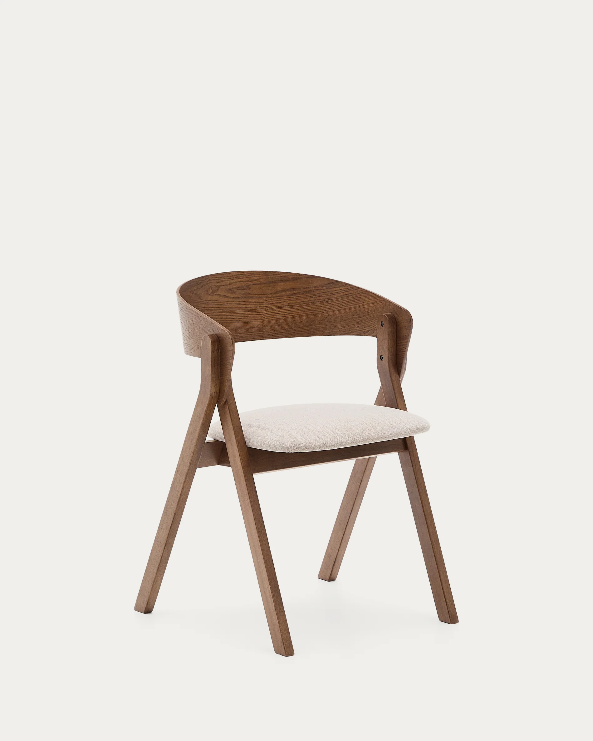 Godia chair in ash veneer with a wenge finish and beige chenille