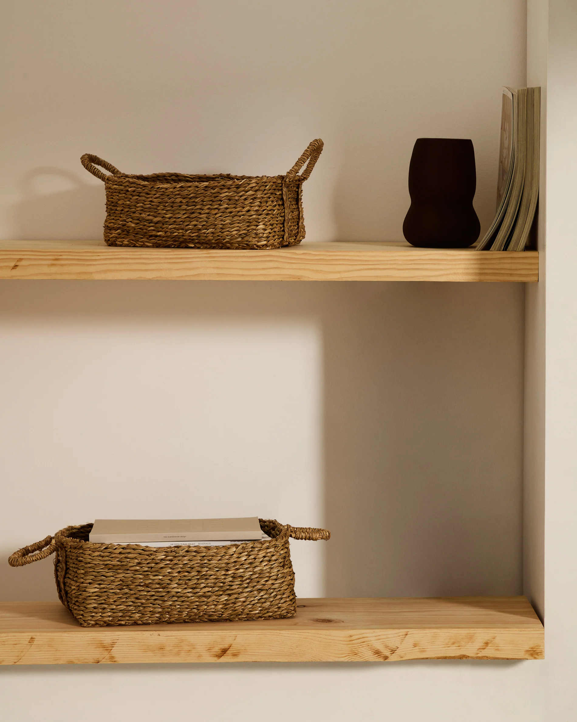 Milly set of 2 natural fibre baskets, 32 x 20 cm / 34 x 20 cm