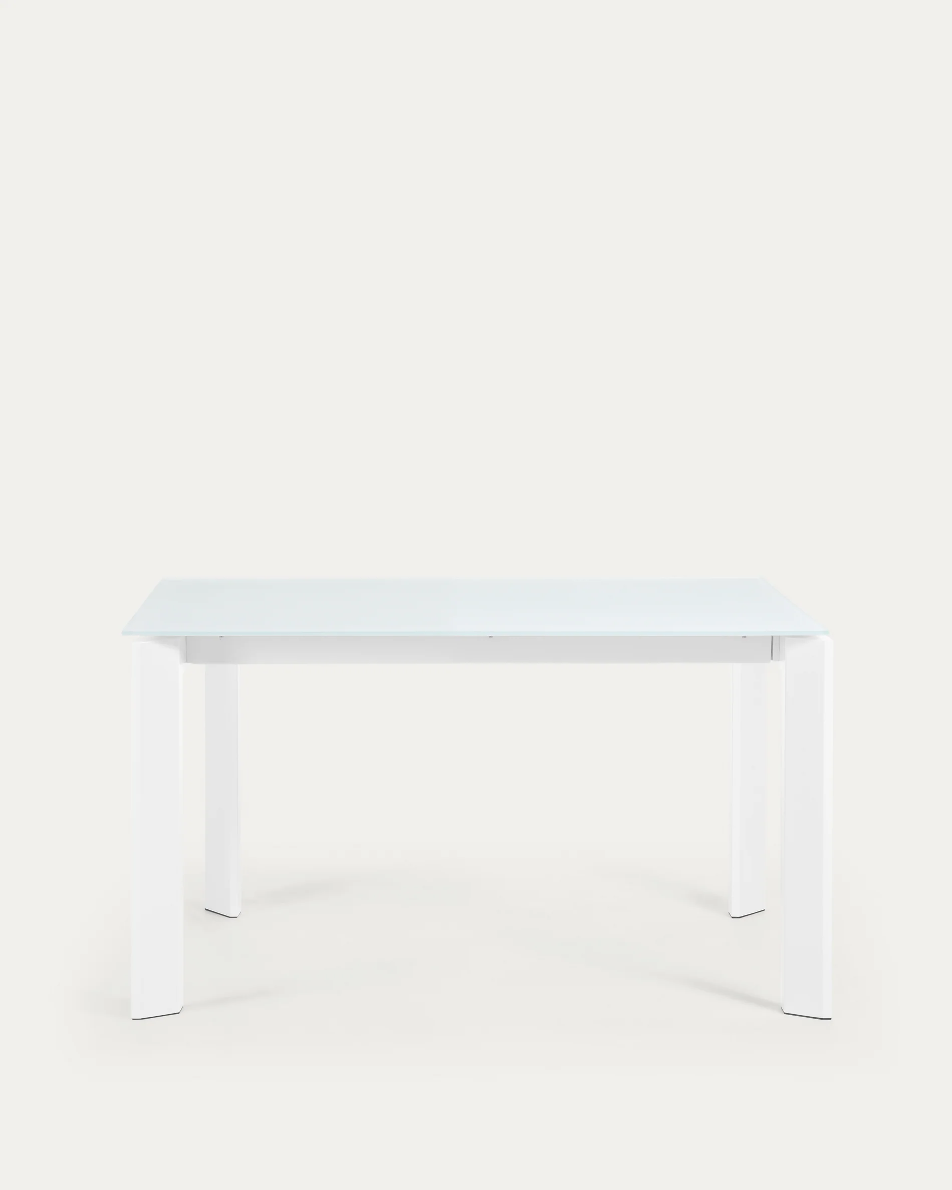 Axis white glass extendable table with white steel legs 140 (200) cm