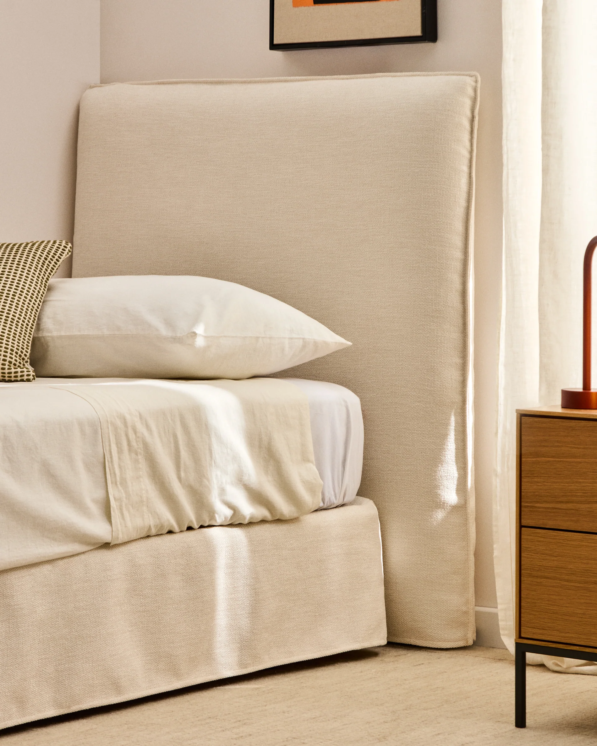 Jaira headboard cover in white chenille for 90cm bed