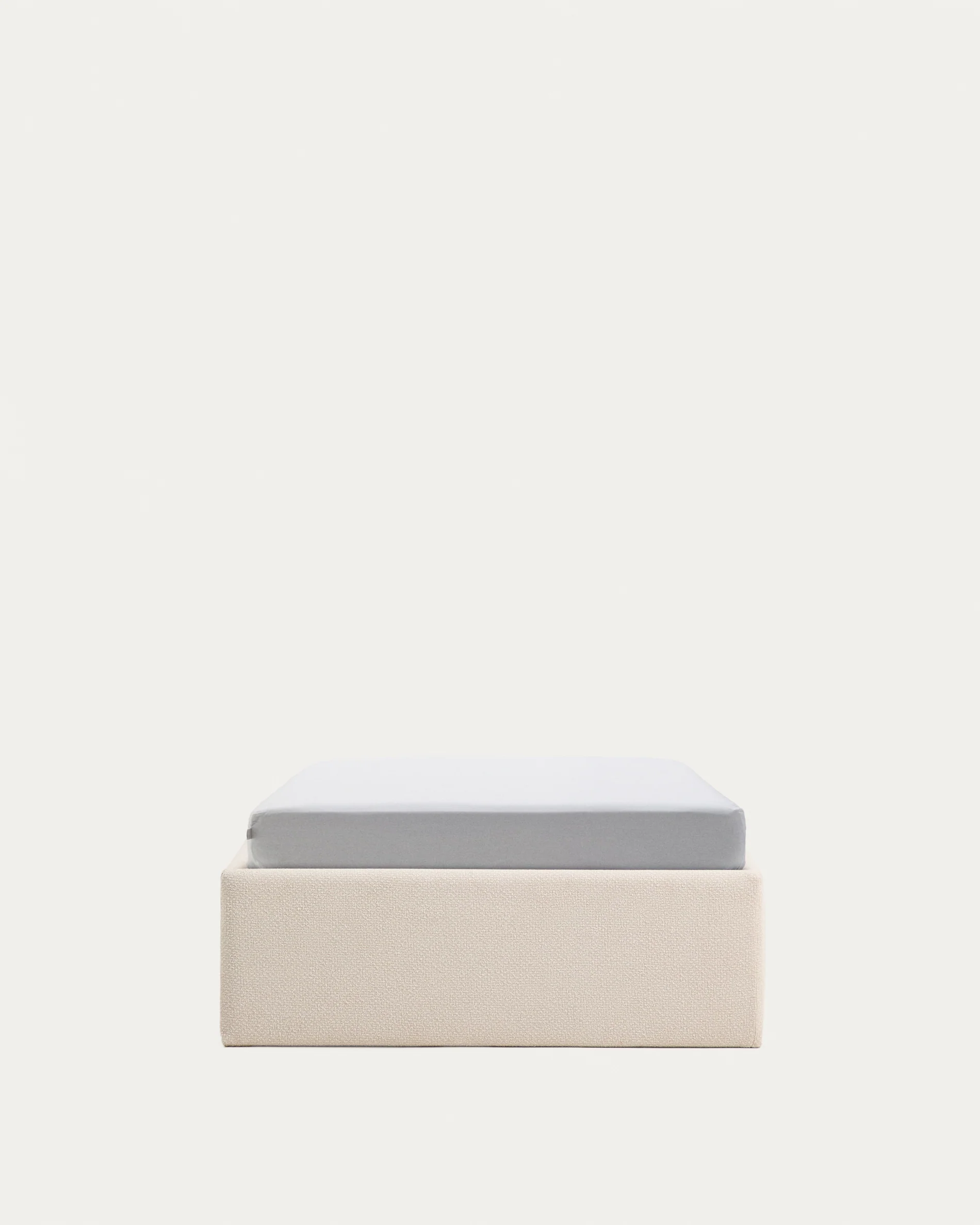 Nelzi ecru chenille ottoman bed base with removable cover for 90 x 200cm mattress FSC 100%