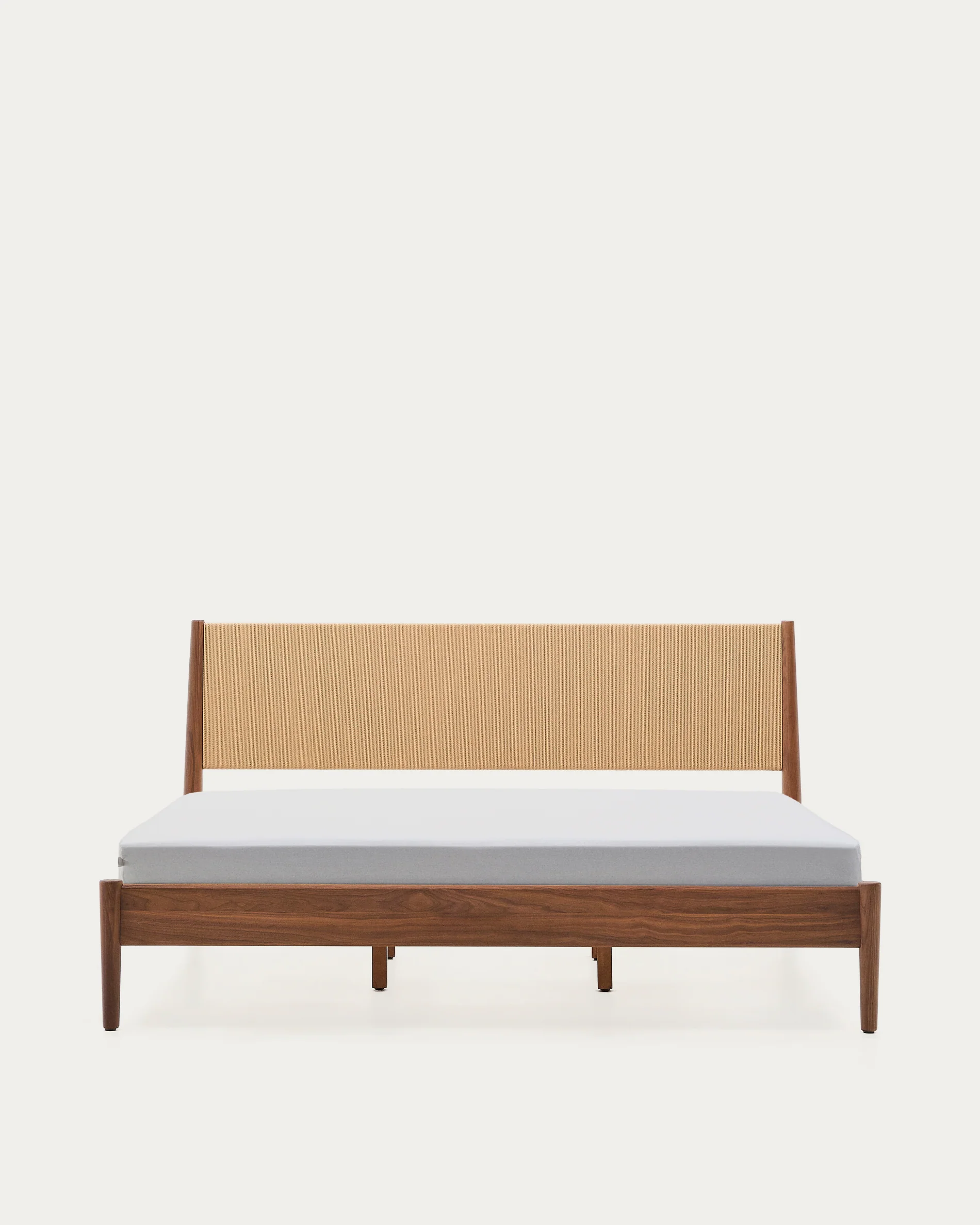 Elan bed in veneer and solid walnut wood with cord mattress 180 x 200 cm FSC Mix Credit