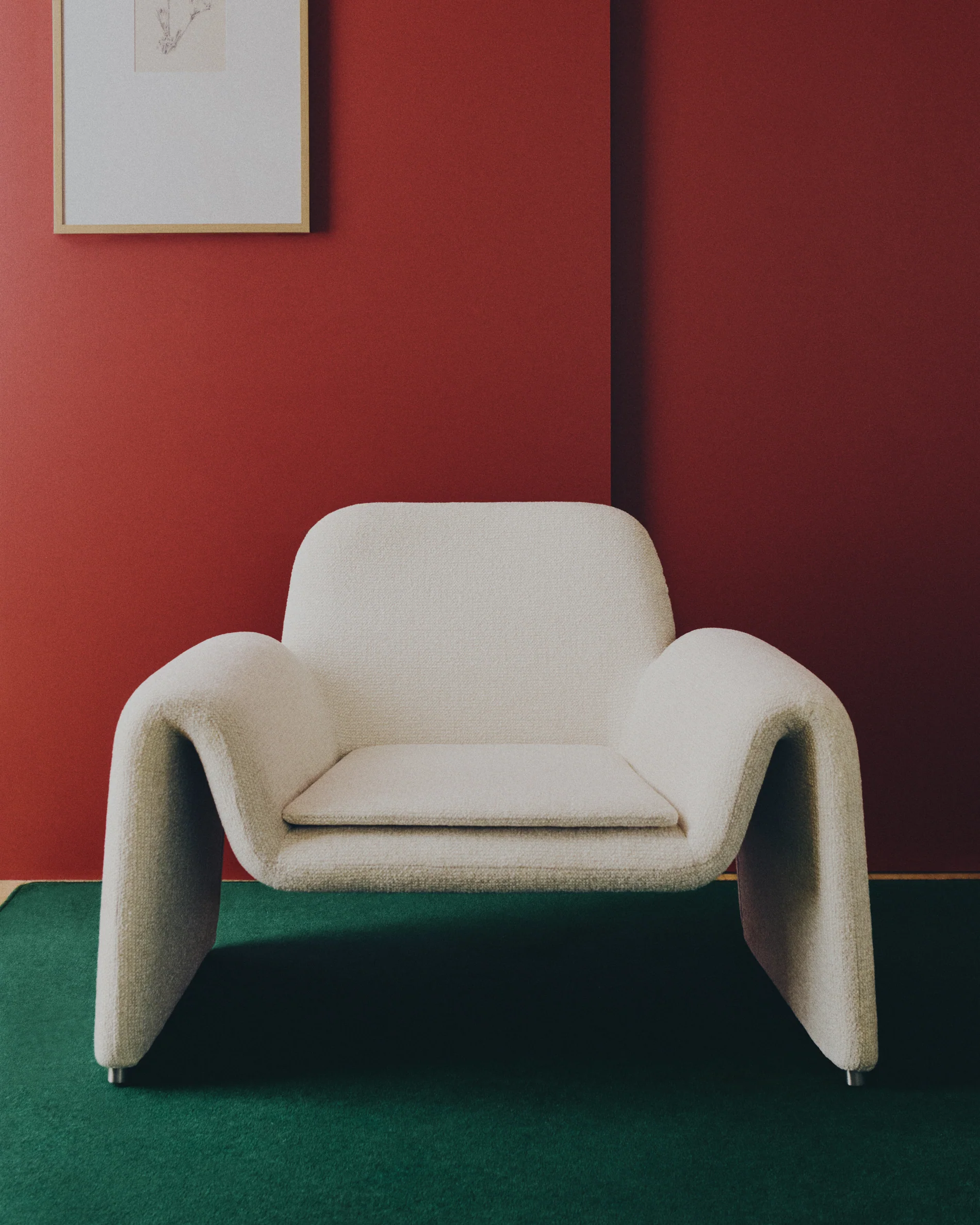 Melvia beige chenille armchair