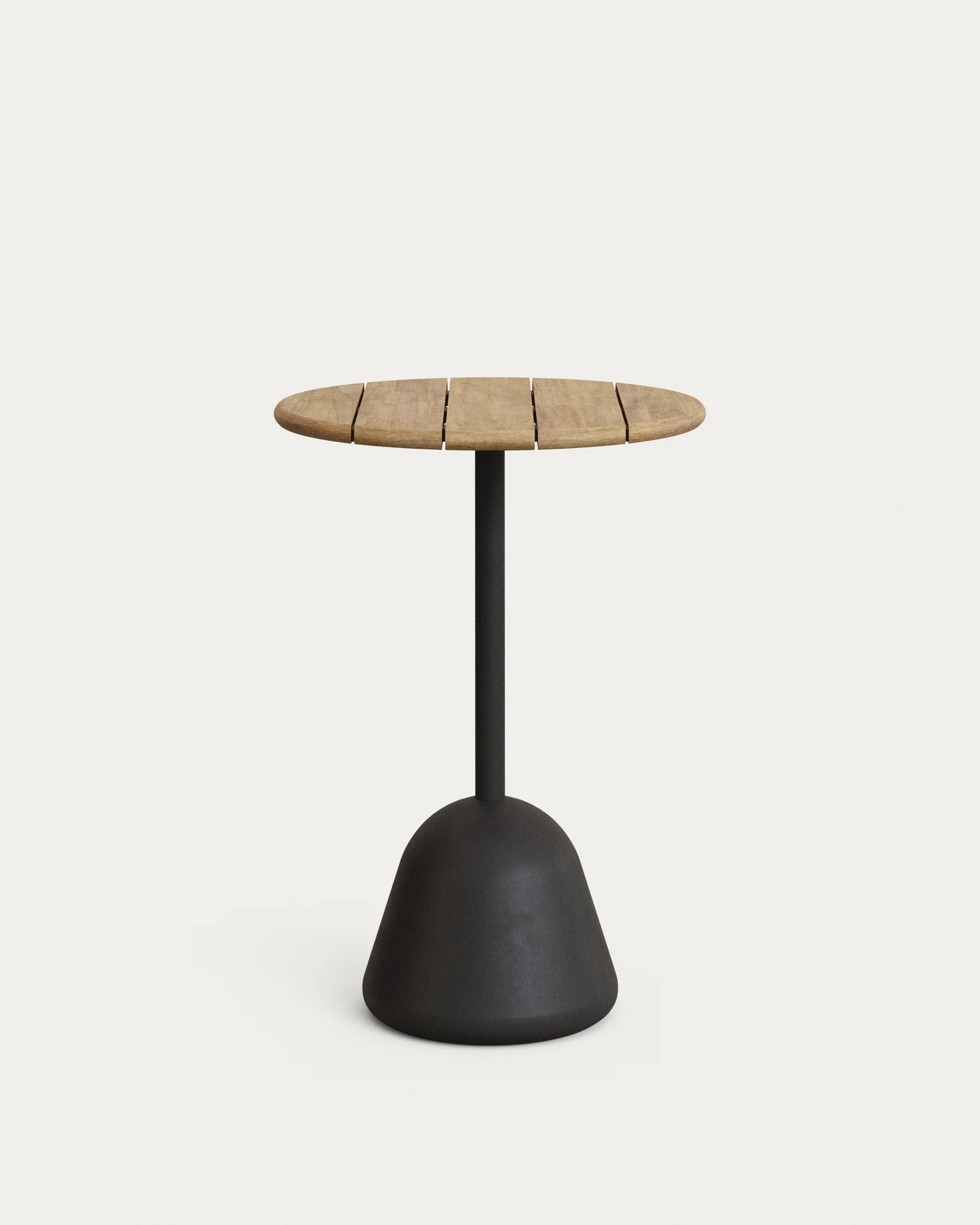 Saura high bar table black steel frame and natural finish acacia top, 95xØ70cm FSC 100%