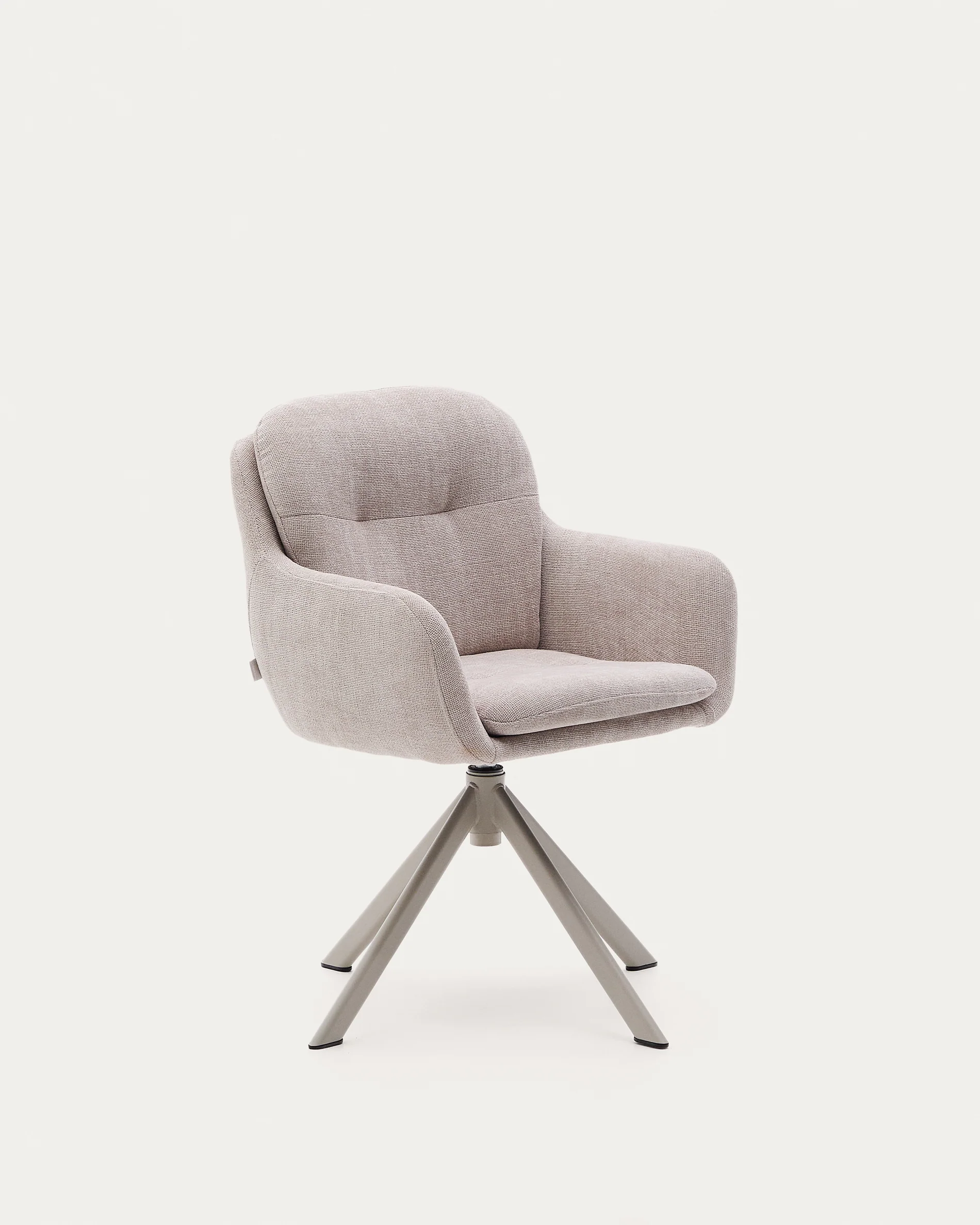 Lexa swivel chair in beige chenille and steel legs in a beige finish