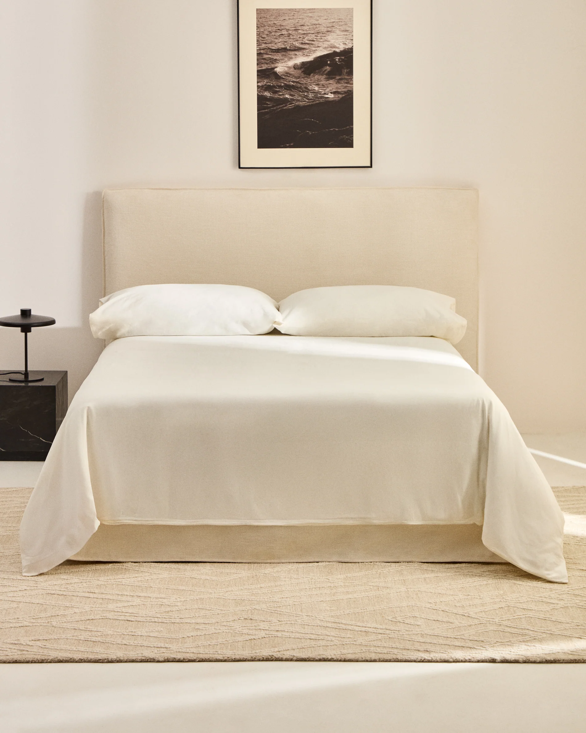 Jaira headboard cover in white chenille for 160cm bed