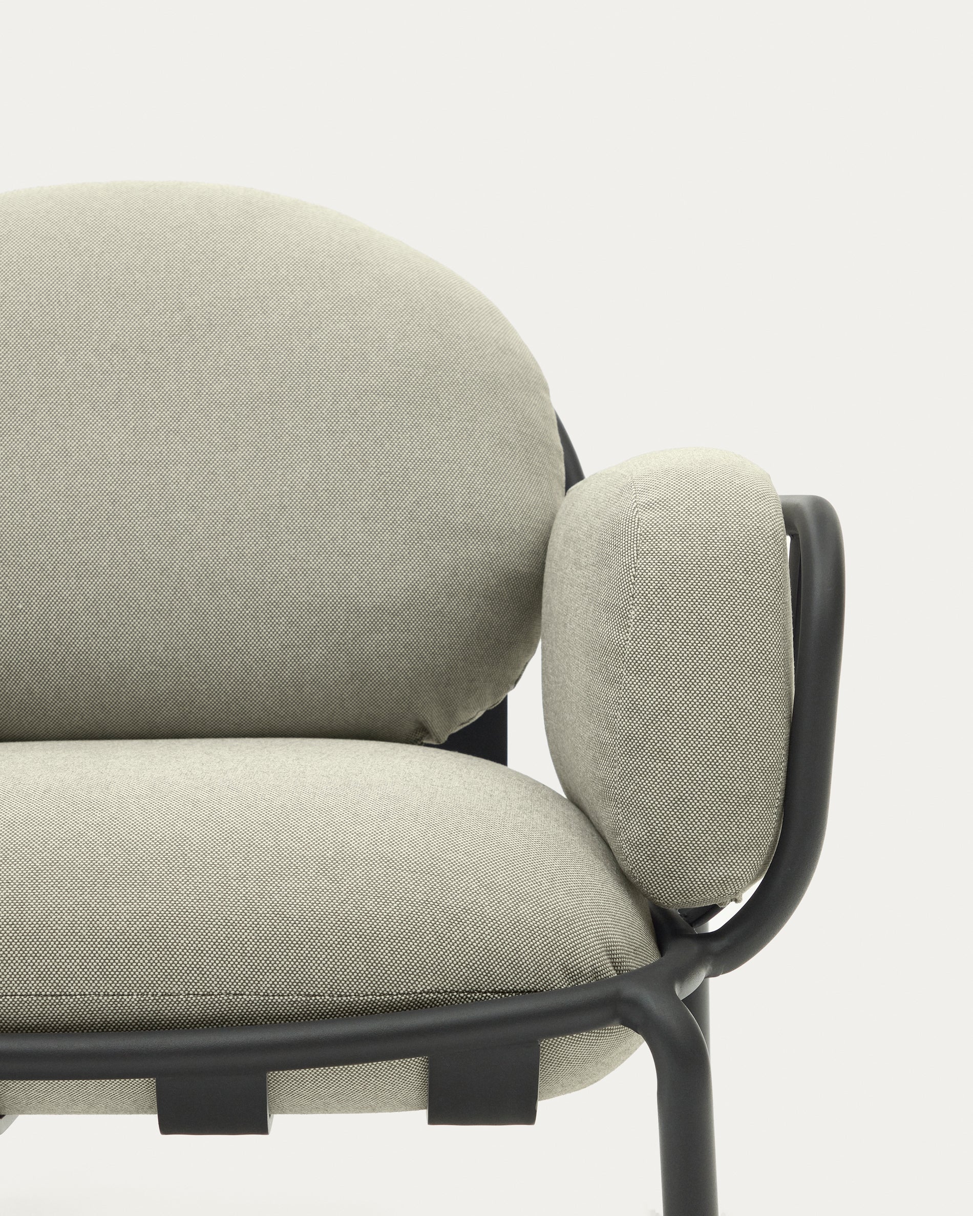 Joncols outdoor armchair with beige upholstery and aluminium with grey painted finish