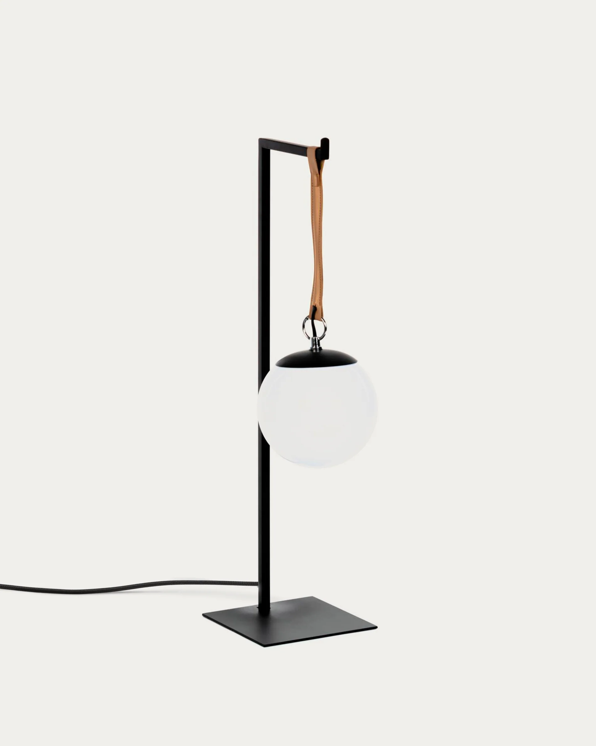 Monteiro steel and leather table lamp