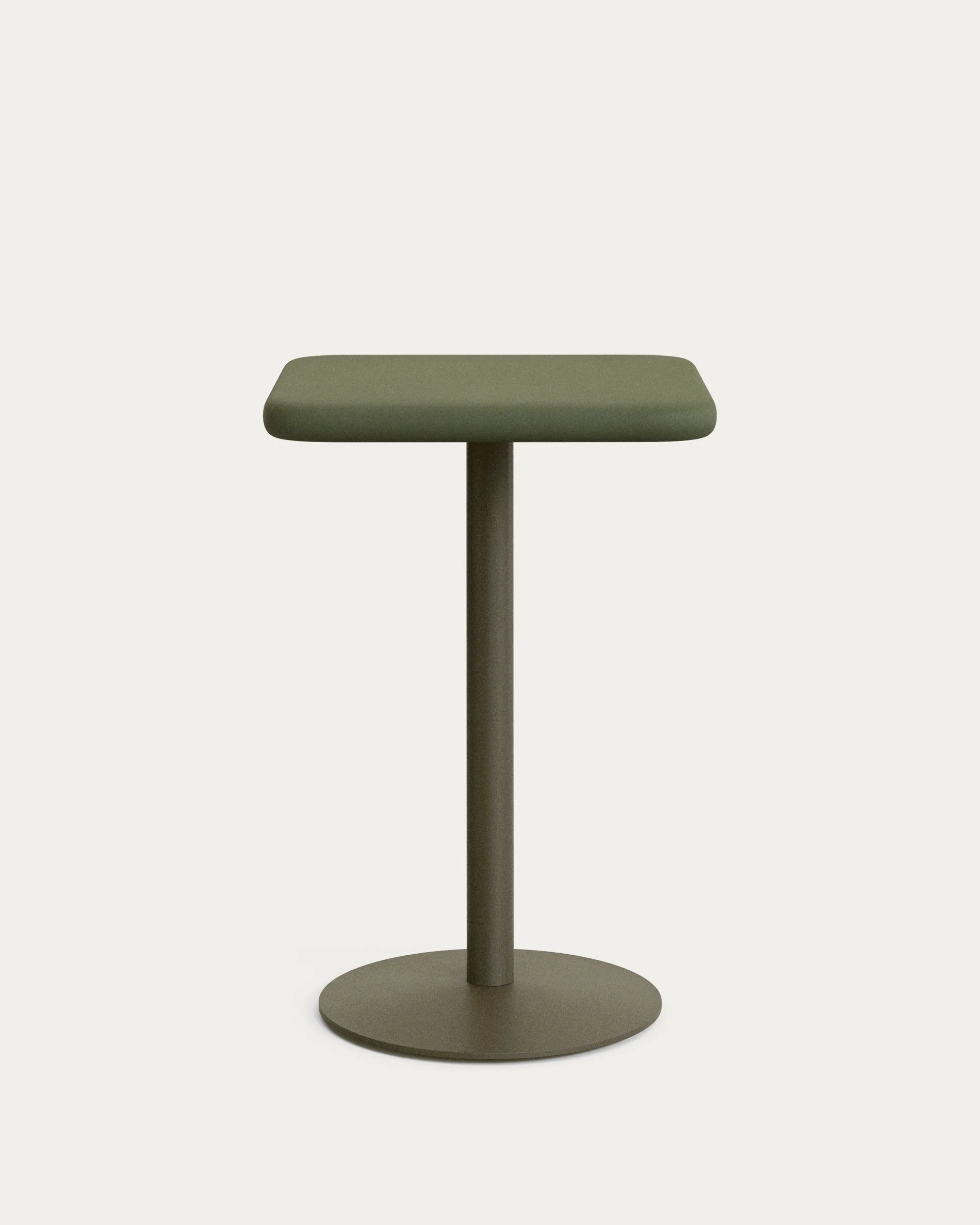 Esilda outdoor tall table with green cement top 70x70cm and green steel base Ø55x96cm