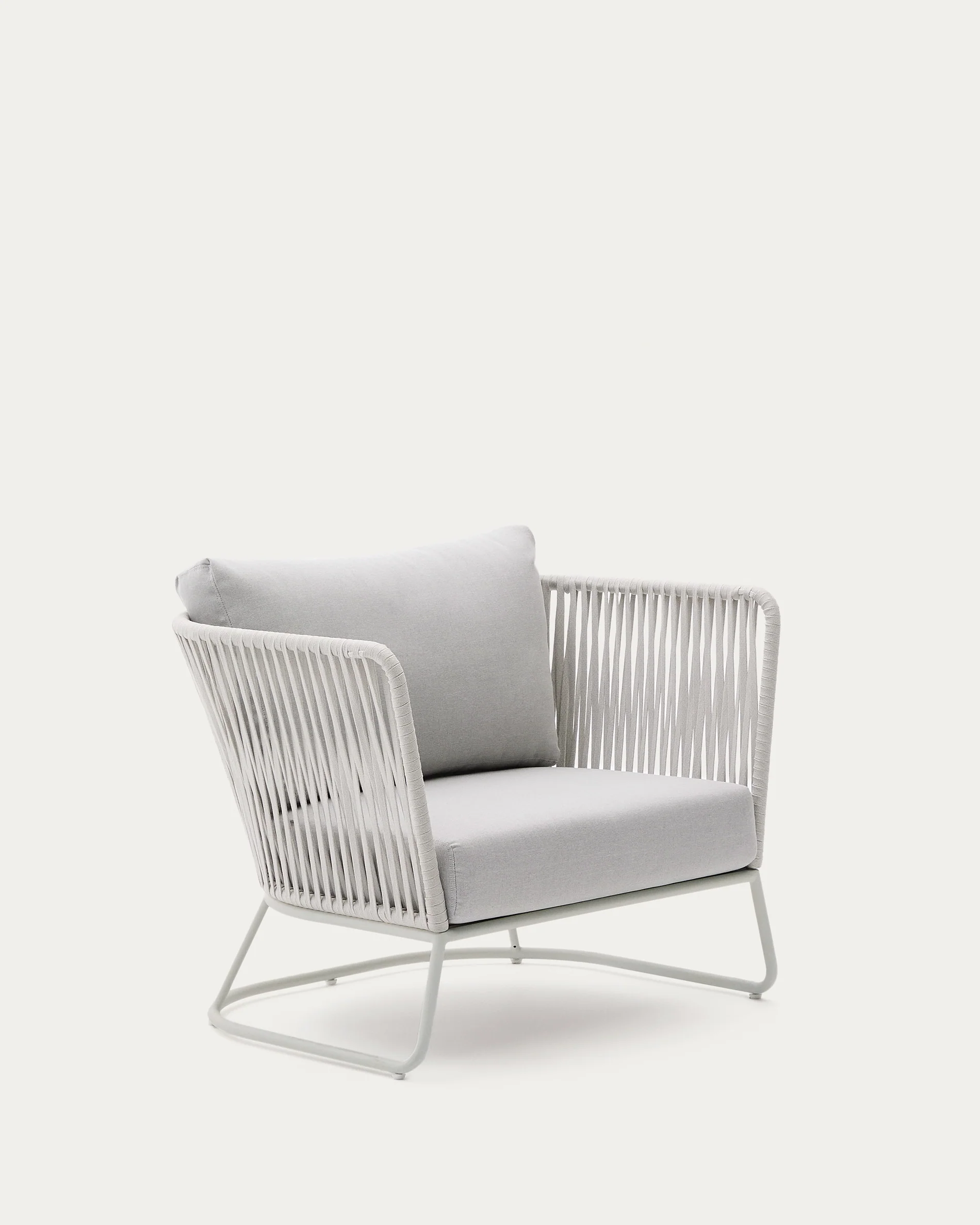 Saconca outdoor armchair in rope cord and grey galvanised steel