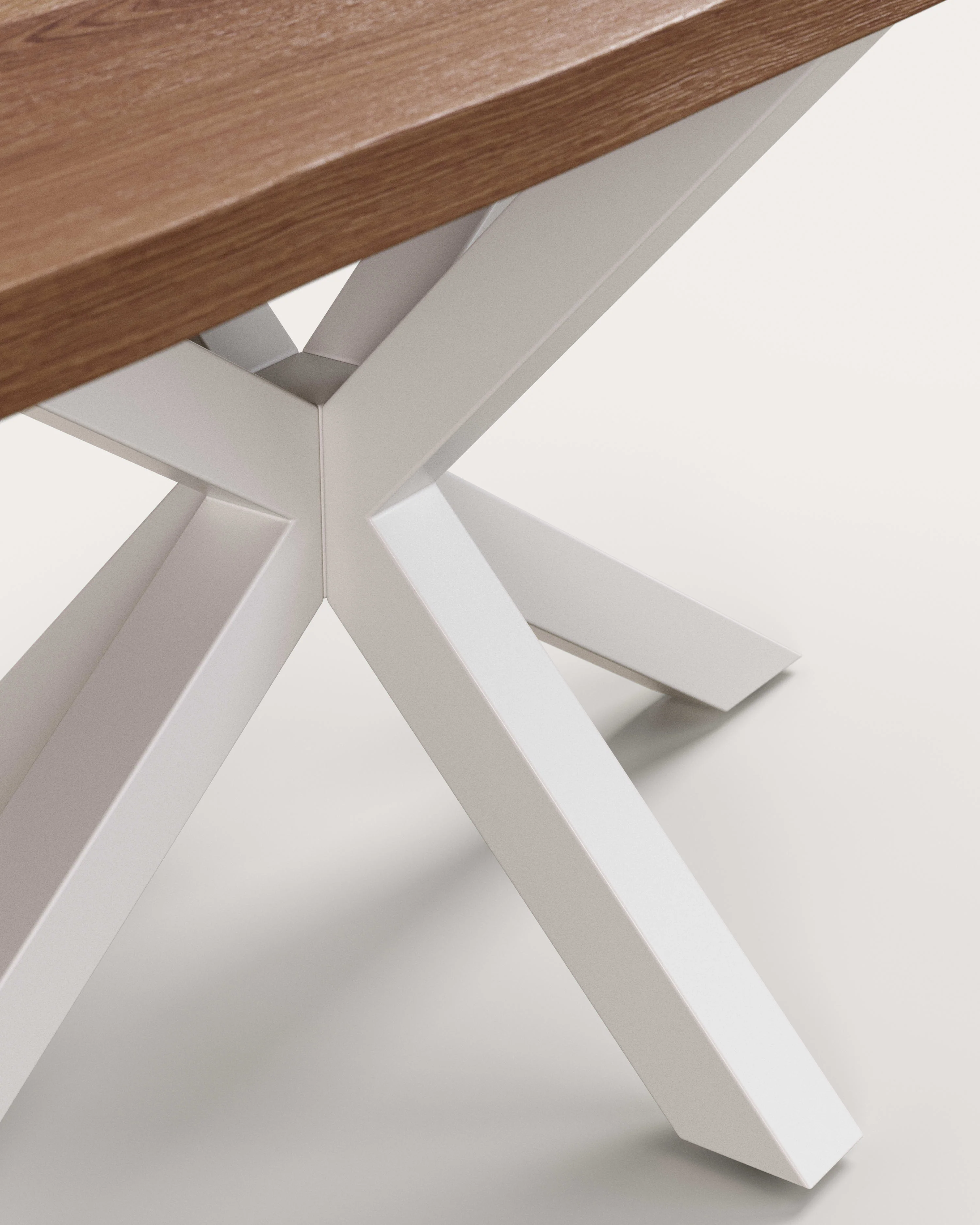 Argo table in aged oak veneer and steel legs in a white finish 160 x 90 cm