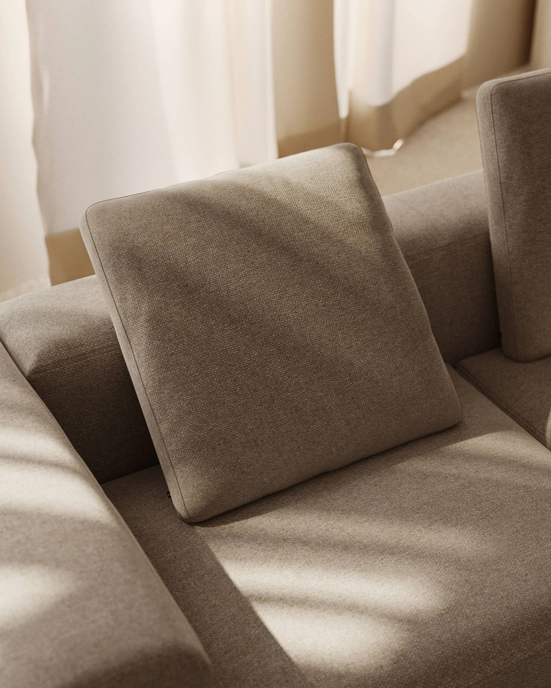 Blok beige chenille cushion 60 x 60cm